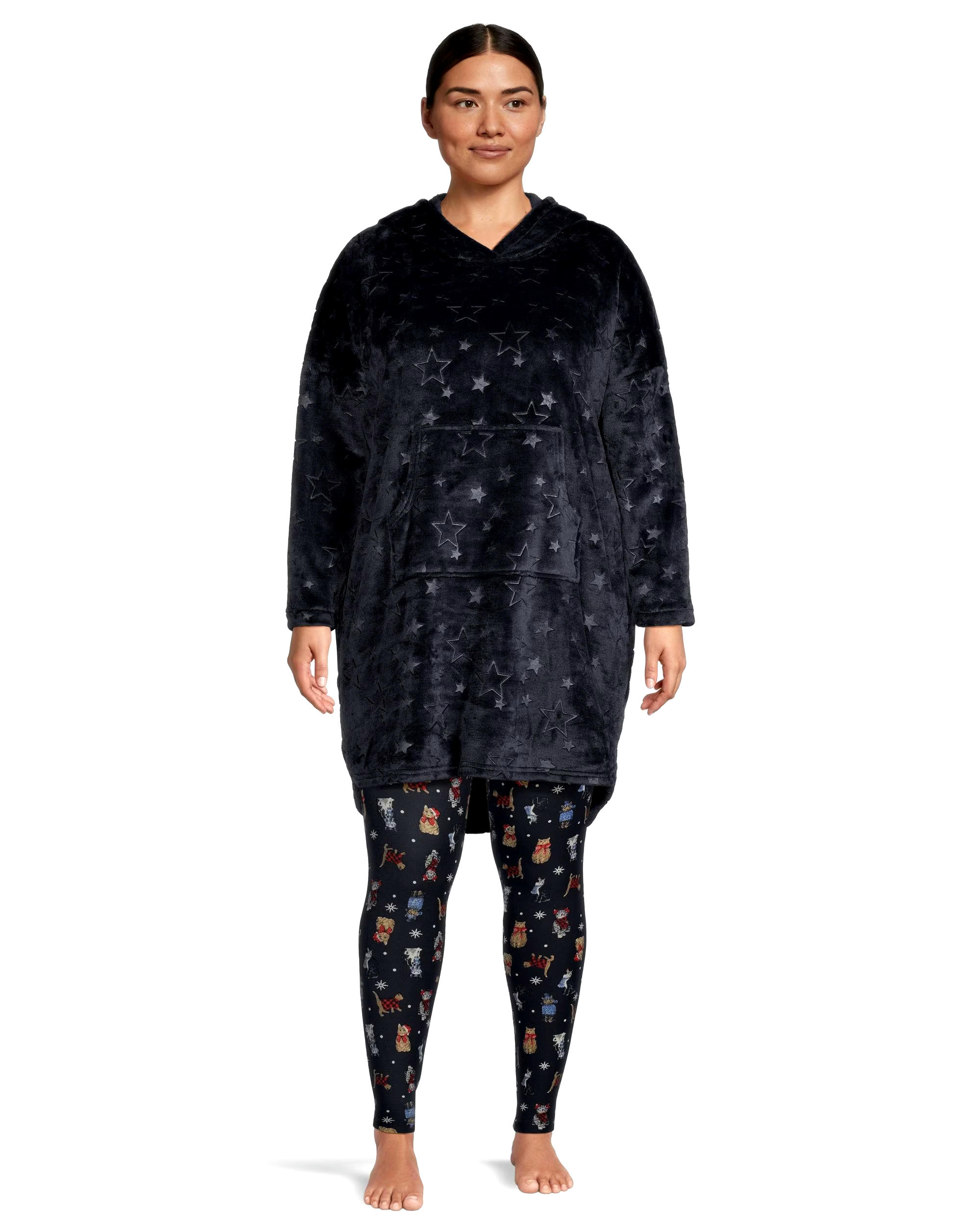 Denver Hayes Women's Plush Velour Hooded Night Shirt