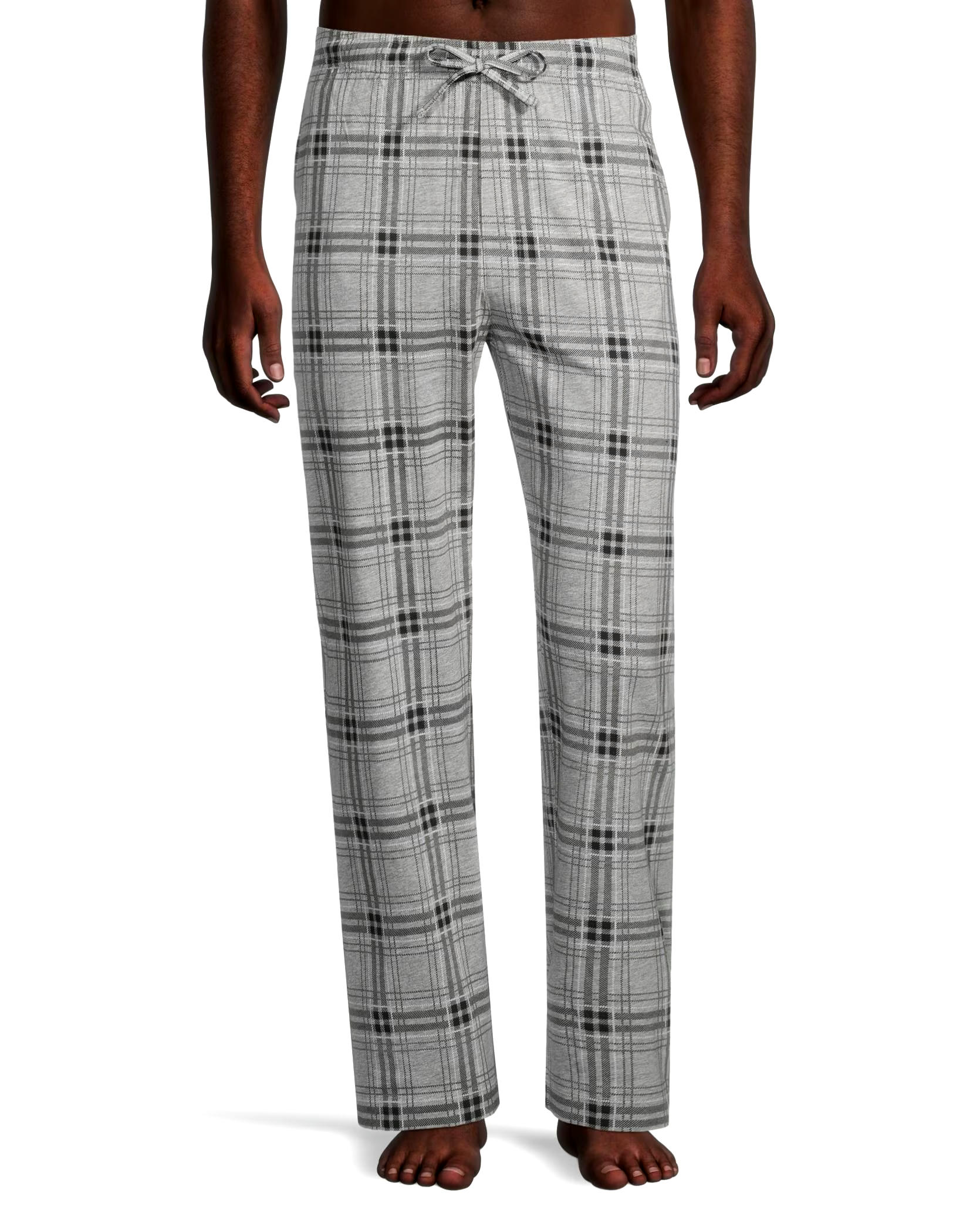 Denver Hayes Men's Plaid Jersey Elastic Drawstring Lounge Pants