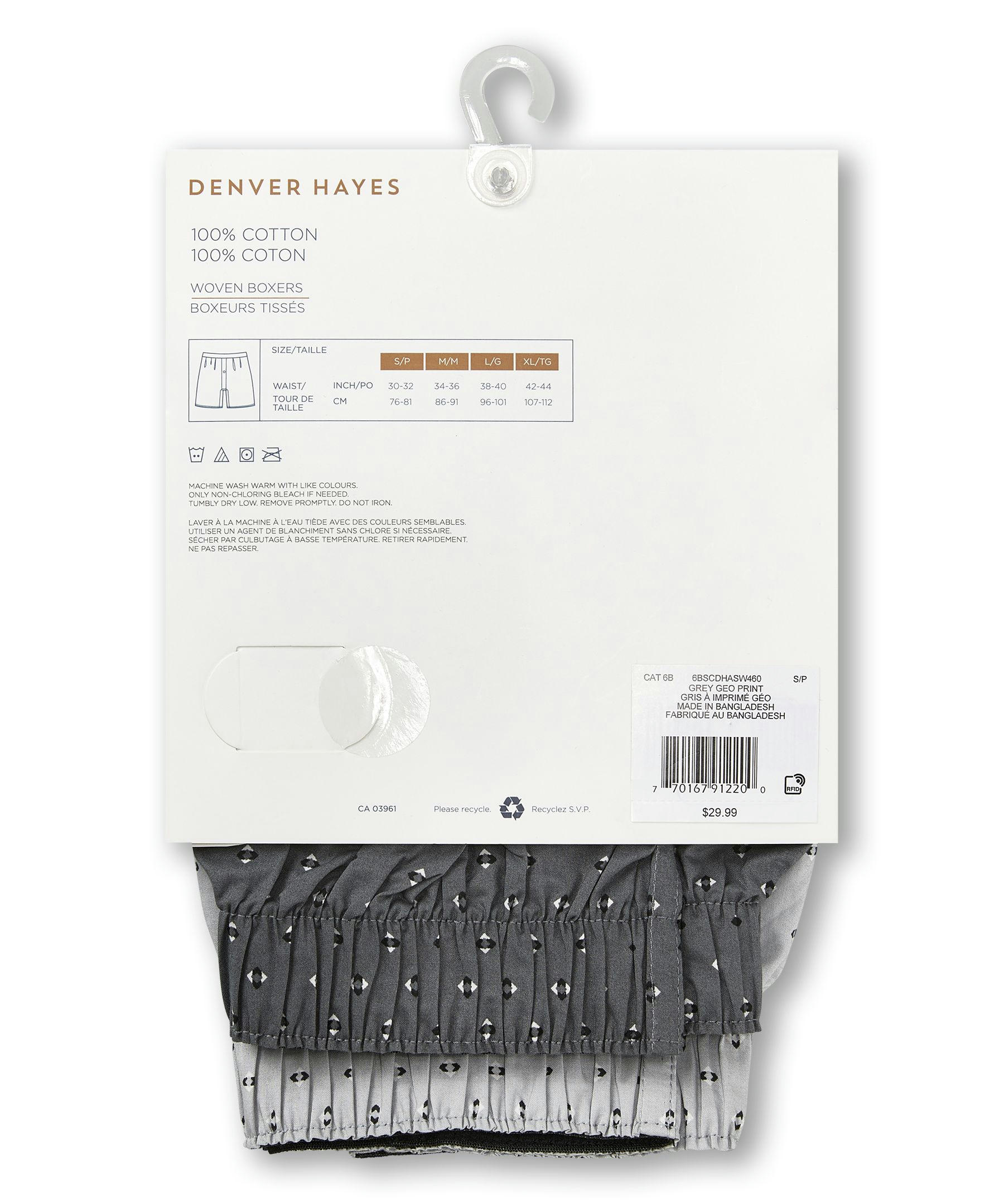 Denver Hayes Men's 2 Pack Woven Boxer