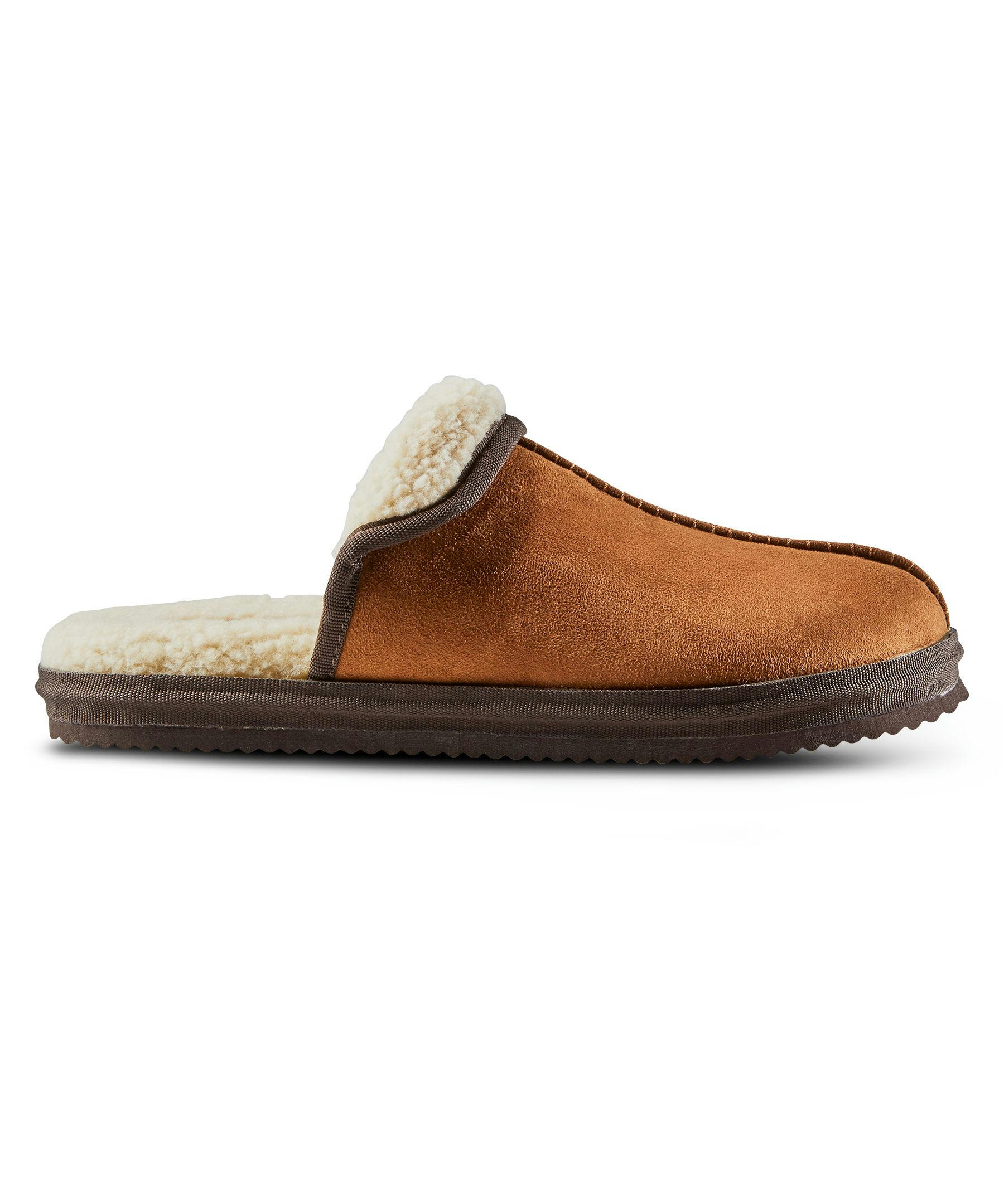 WindRiver Men's Faux Suede Mule With Sherpa Lining Slippers - Tan/Brown