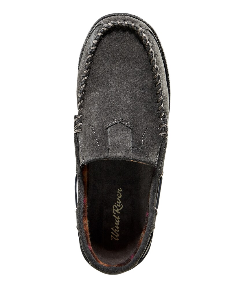 WindRiver Men's Fleece Lined Suede Slip On Slippers with Removable Insole