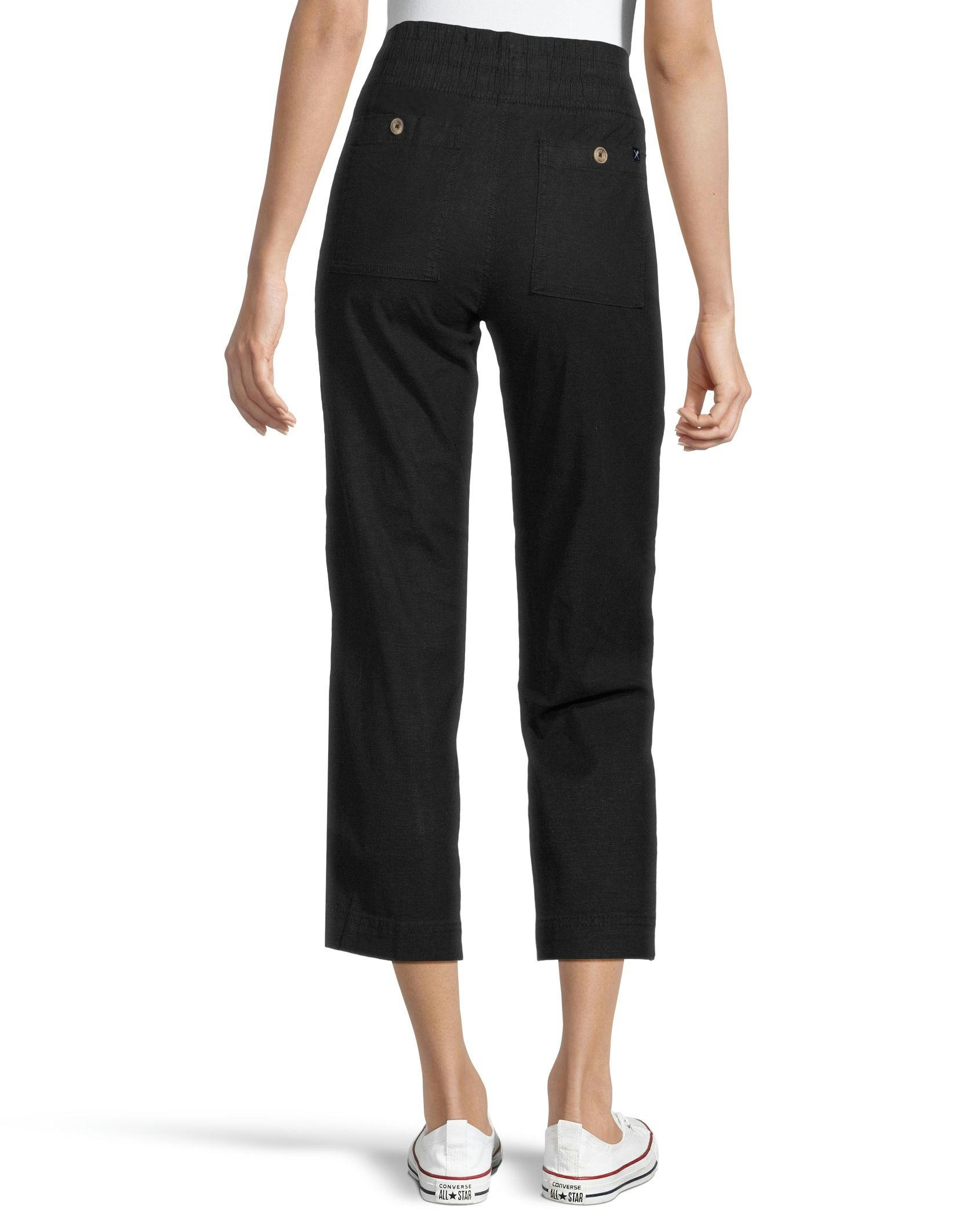 Denver Hayes Women's Linen Blend Straight Leg Crop Pants
