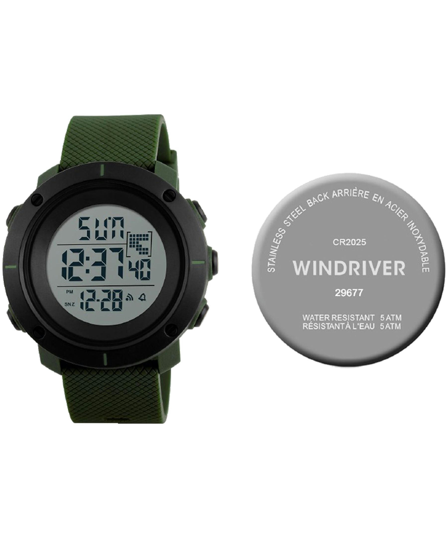 WindRiver Digital Water Resistant Watch with Carbon Strap