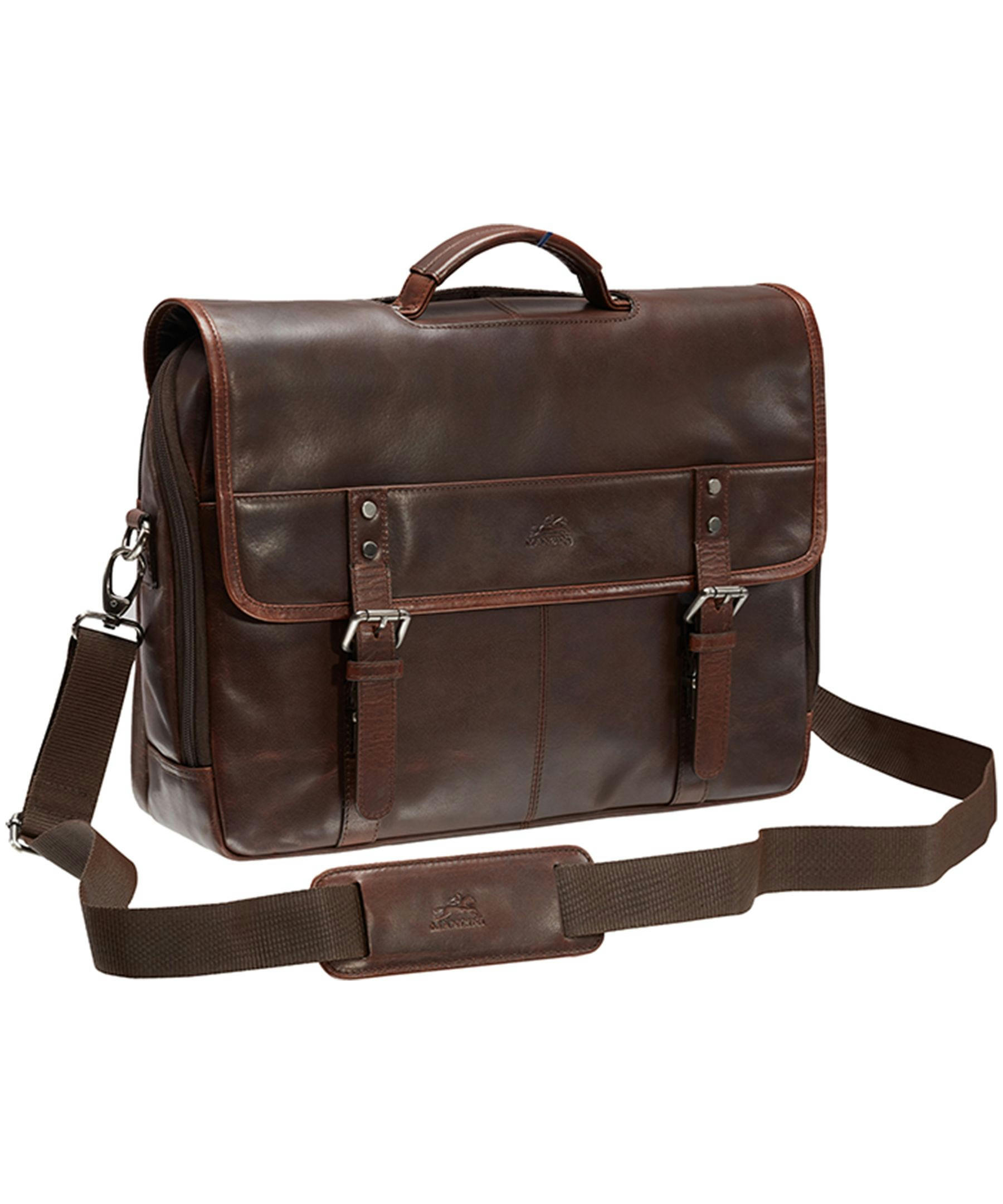 Mancini Leather Goods Men's Buffalo Business Briefcase Brown
