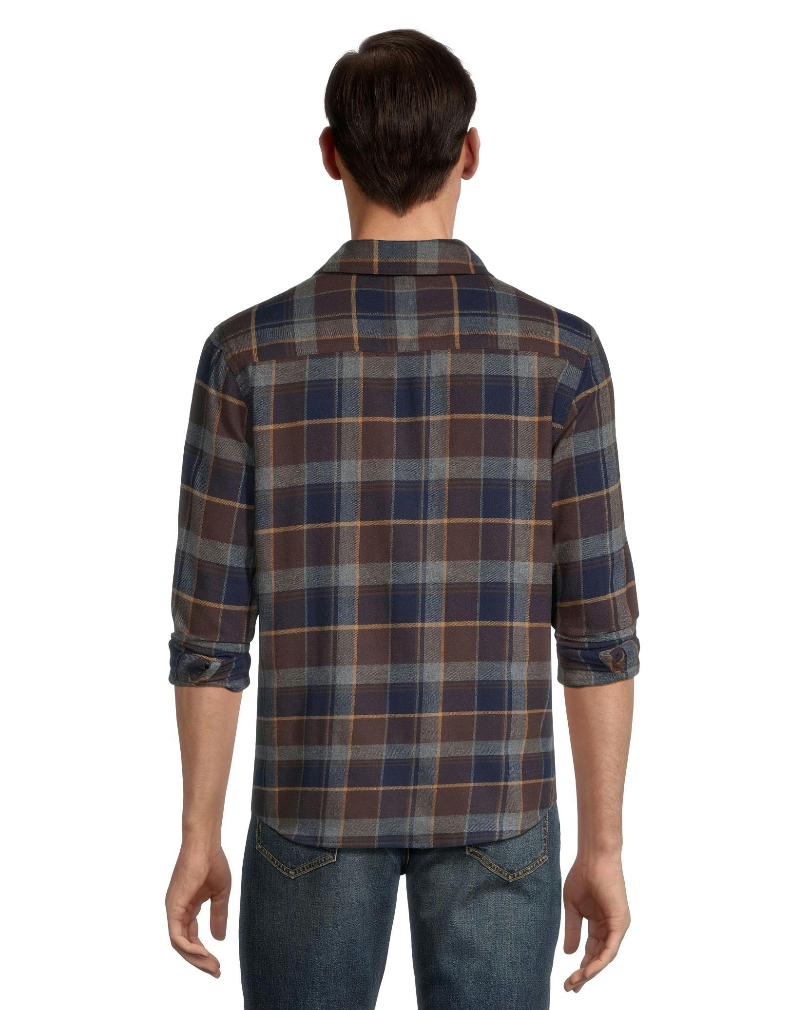 Boston Traders Men's Double Brushed Long Sleeve Snap Flannel Shirt