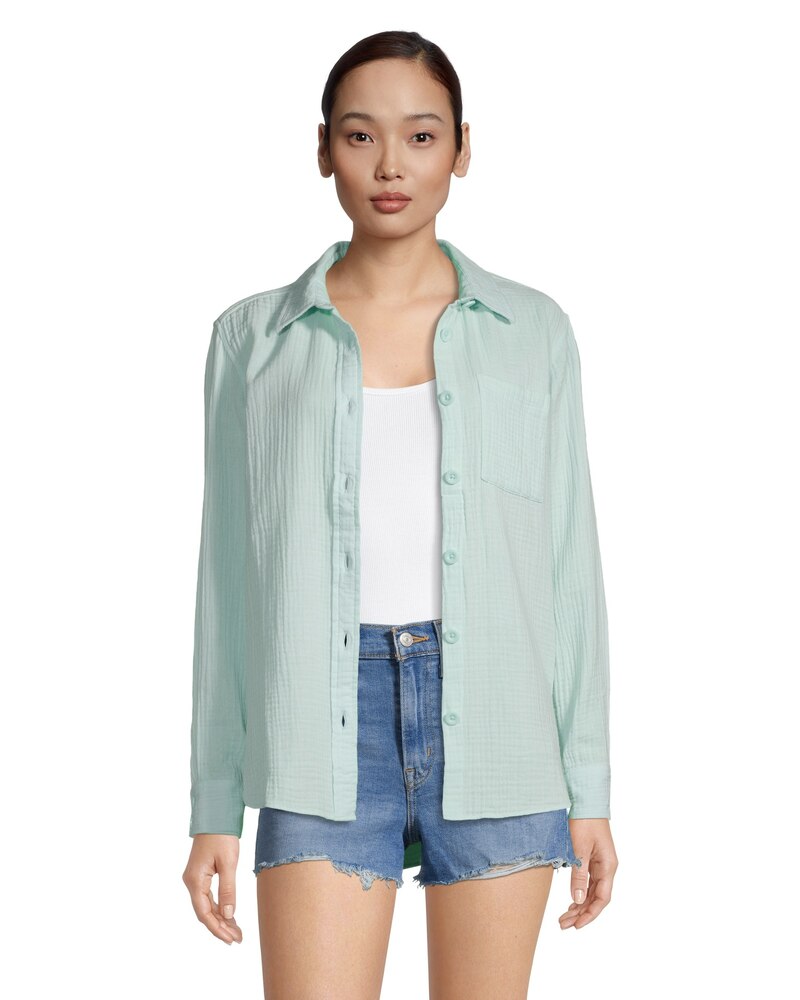 Women's Double Gauze Long Sleeve Button Down Shirt