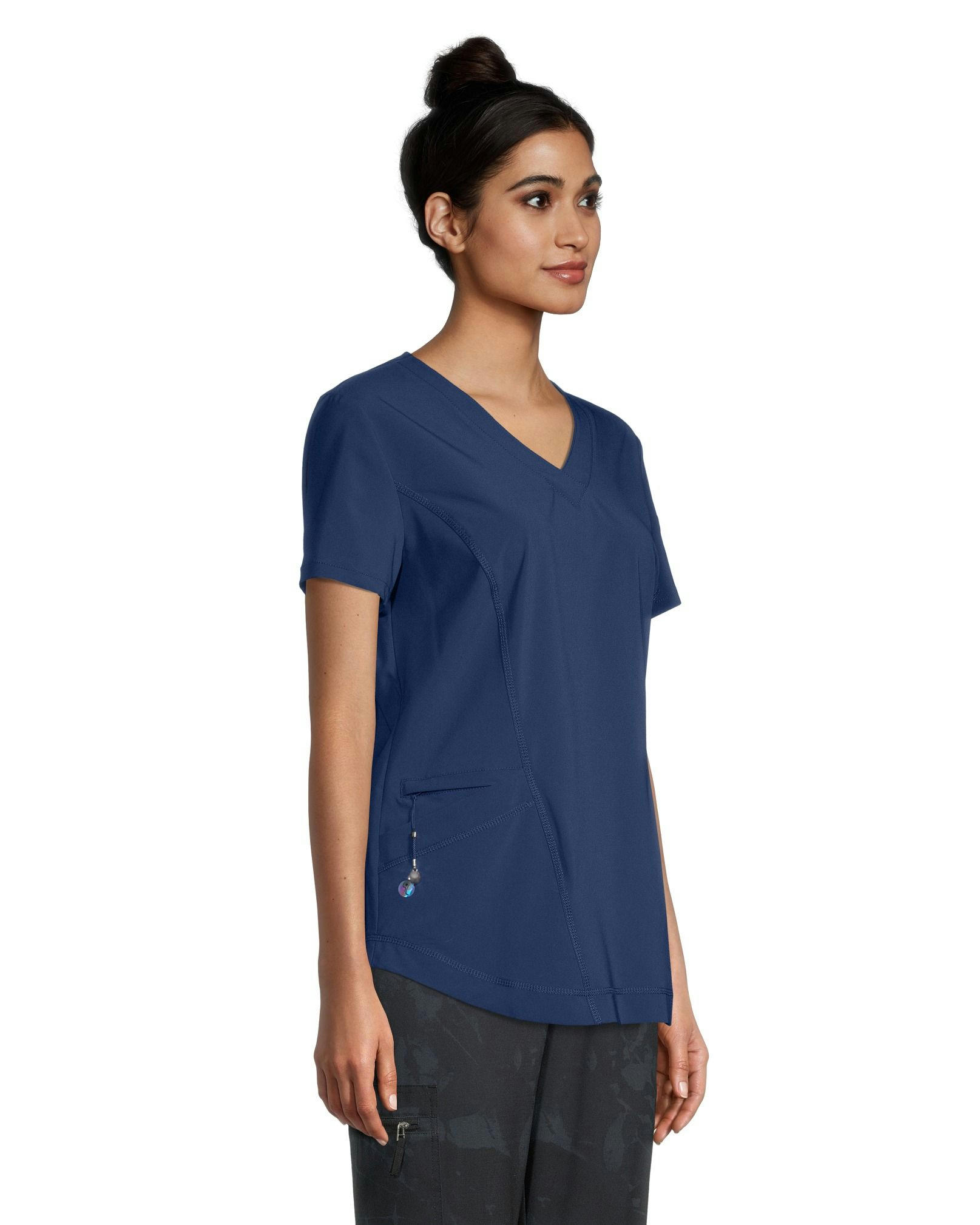 Scrubletics Women's V-Neck Curved Hem Scrub Top