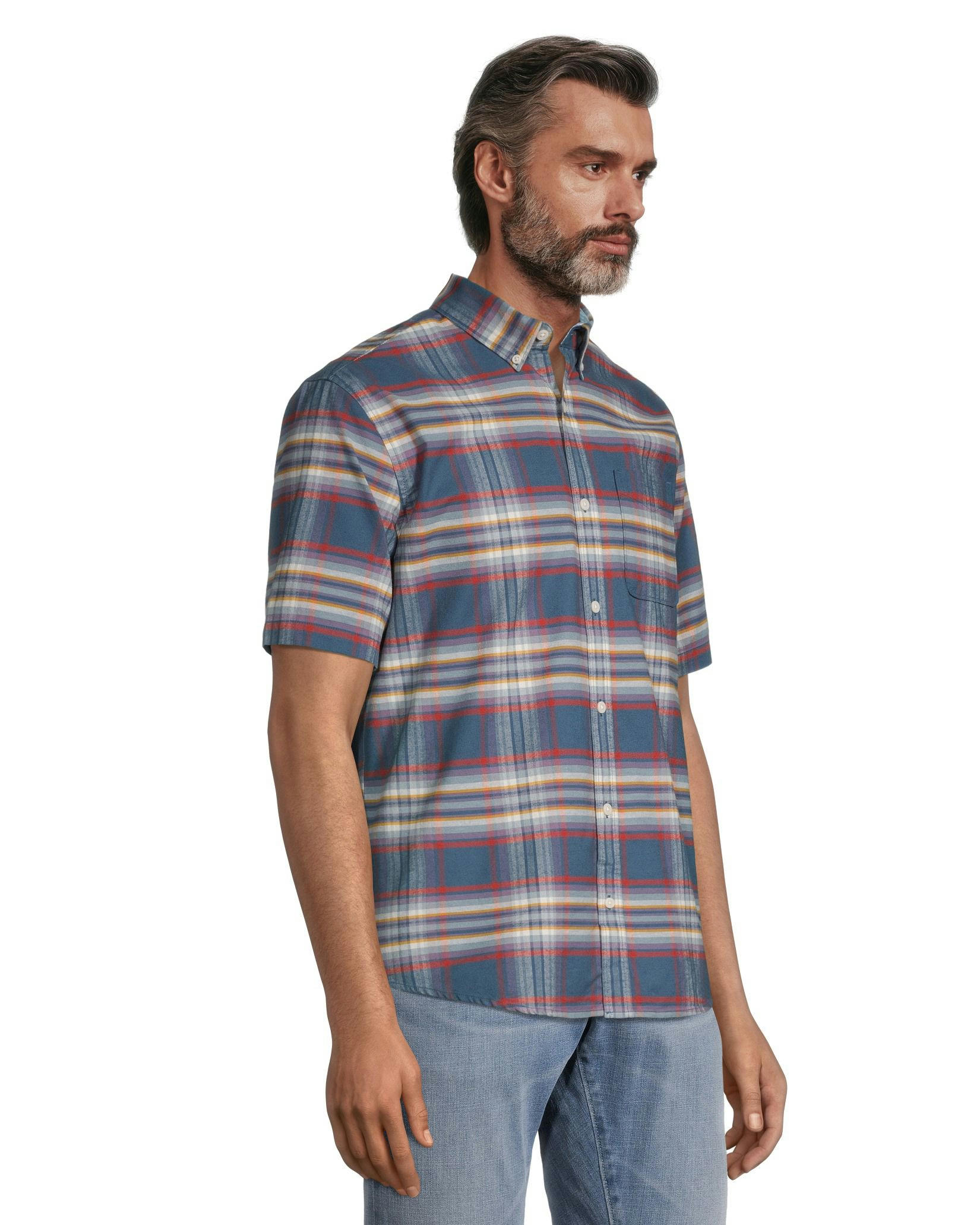 Denver Hayes Men's Classic Fit Short Sleeve Oxford Casual Shirt