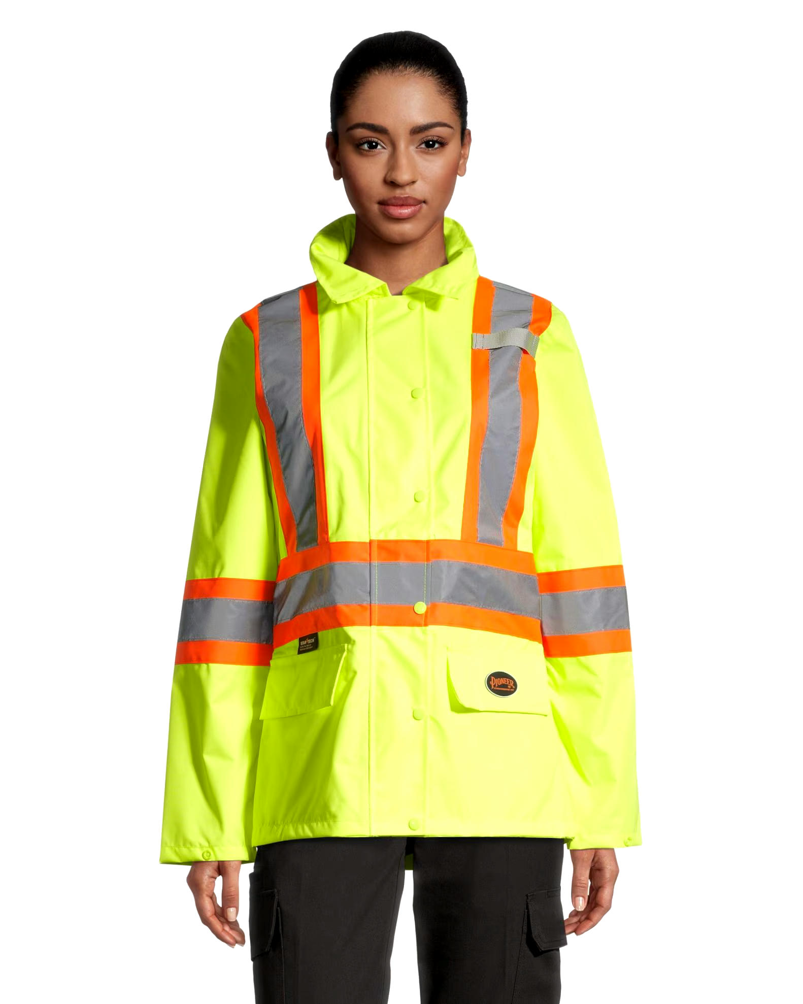 Pioneer Women's Hi-Vis Waterproof Traffic Control Yellow Jacket