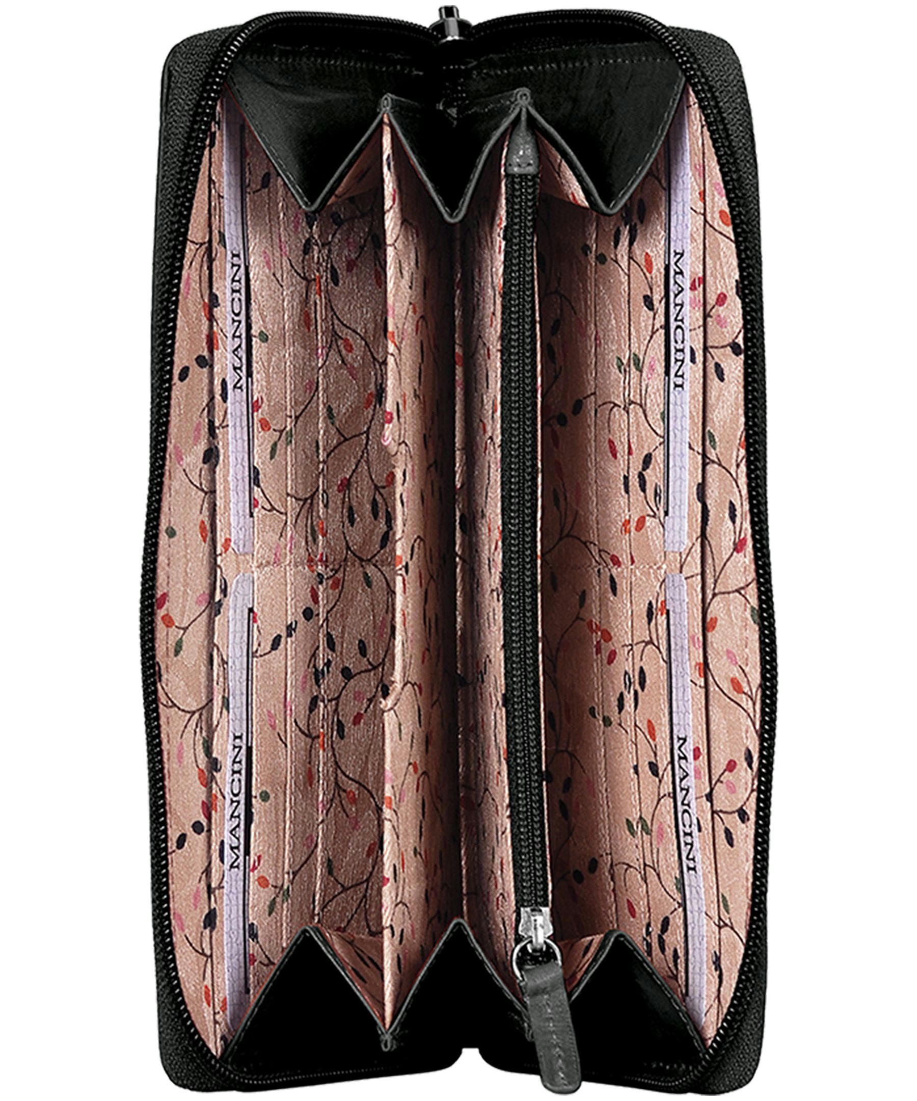 Mancini Leather Goods Women's Casablanca RFID Secure Clutch Wallet Black