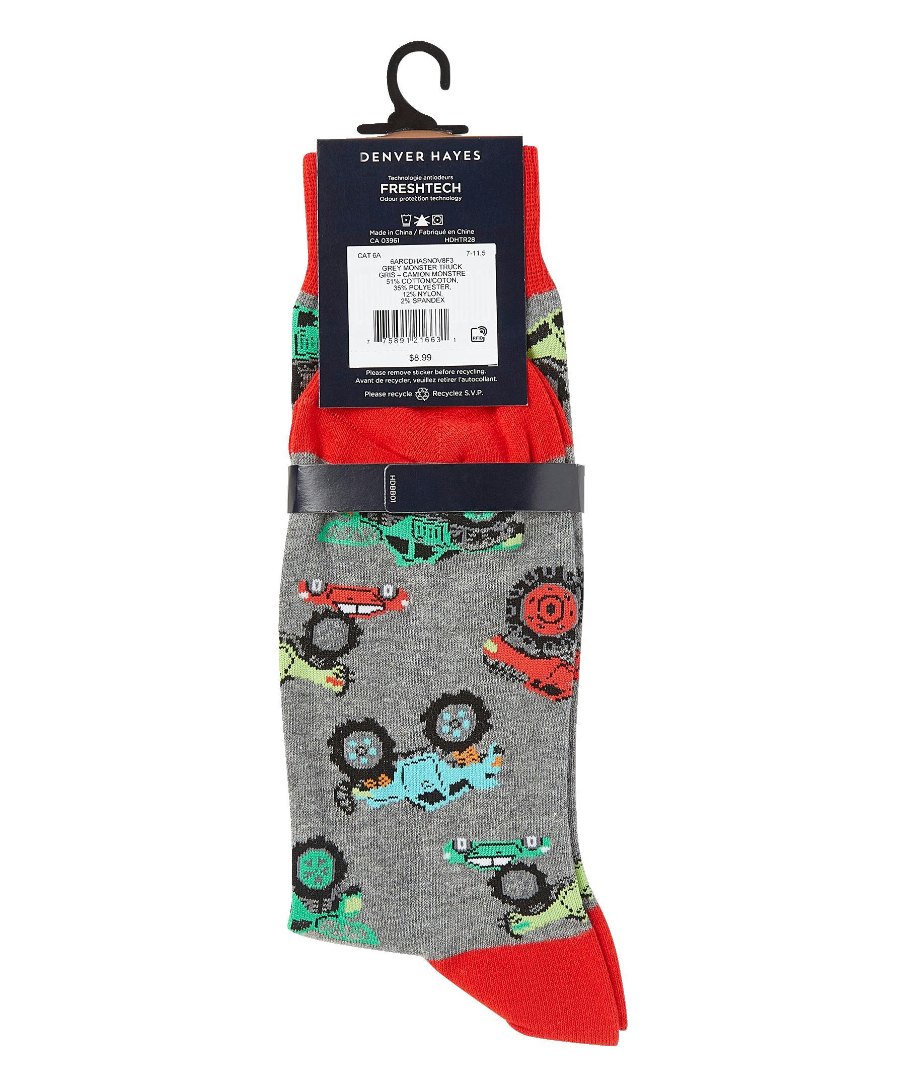 Denver Hayes Men's Novelty Pattern Crew Socks