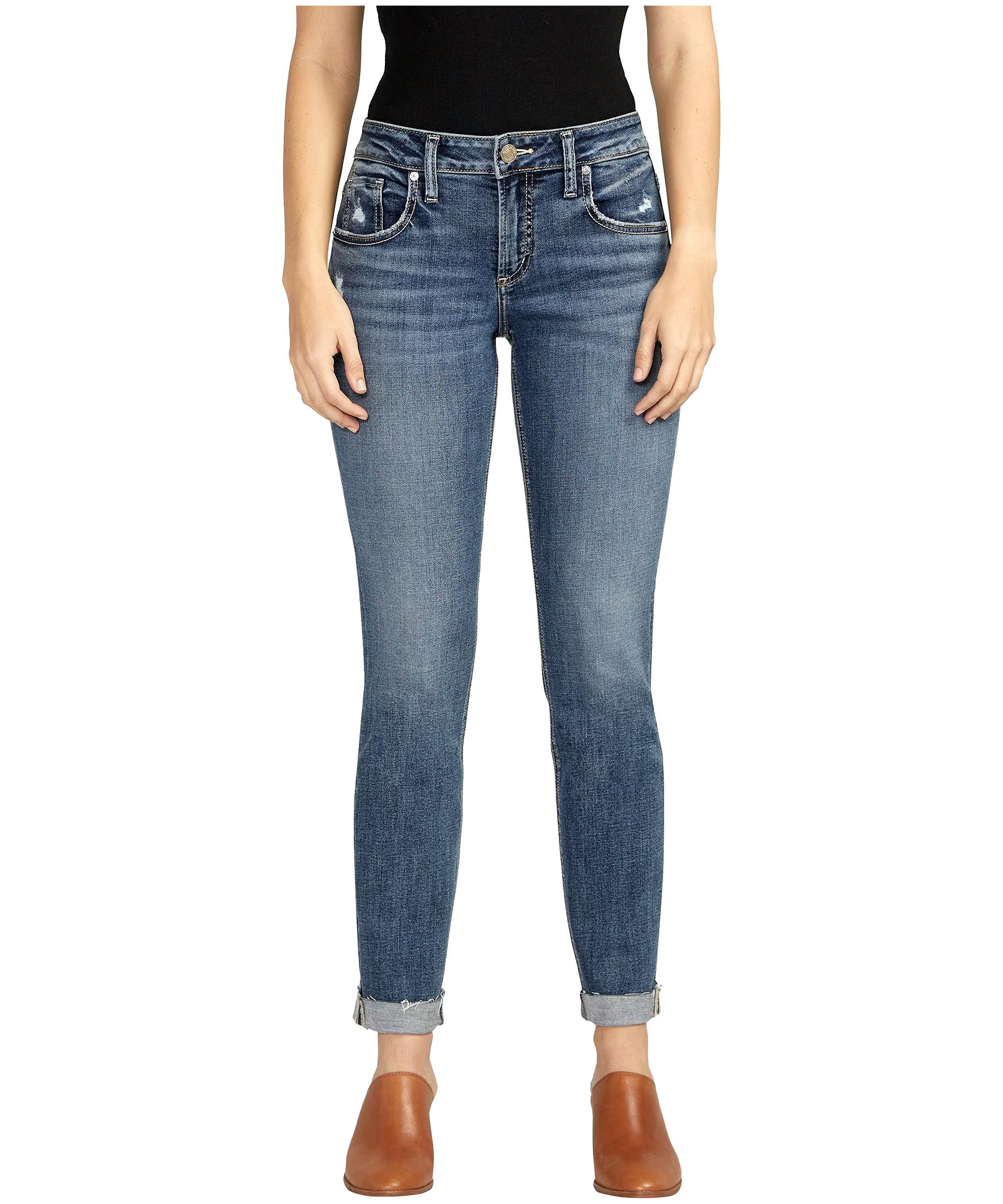 Silver Women's Boyfriend Mid Rise Slim Leg Jeans