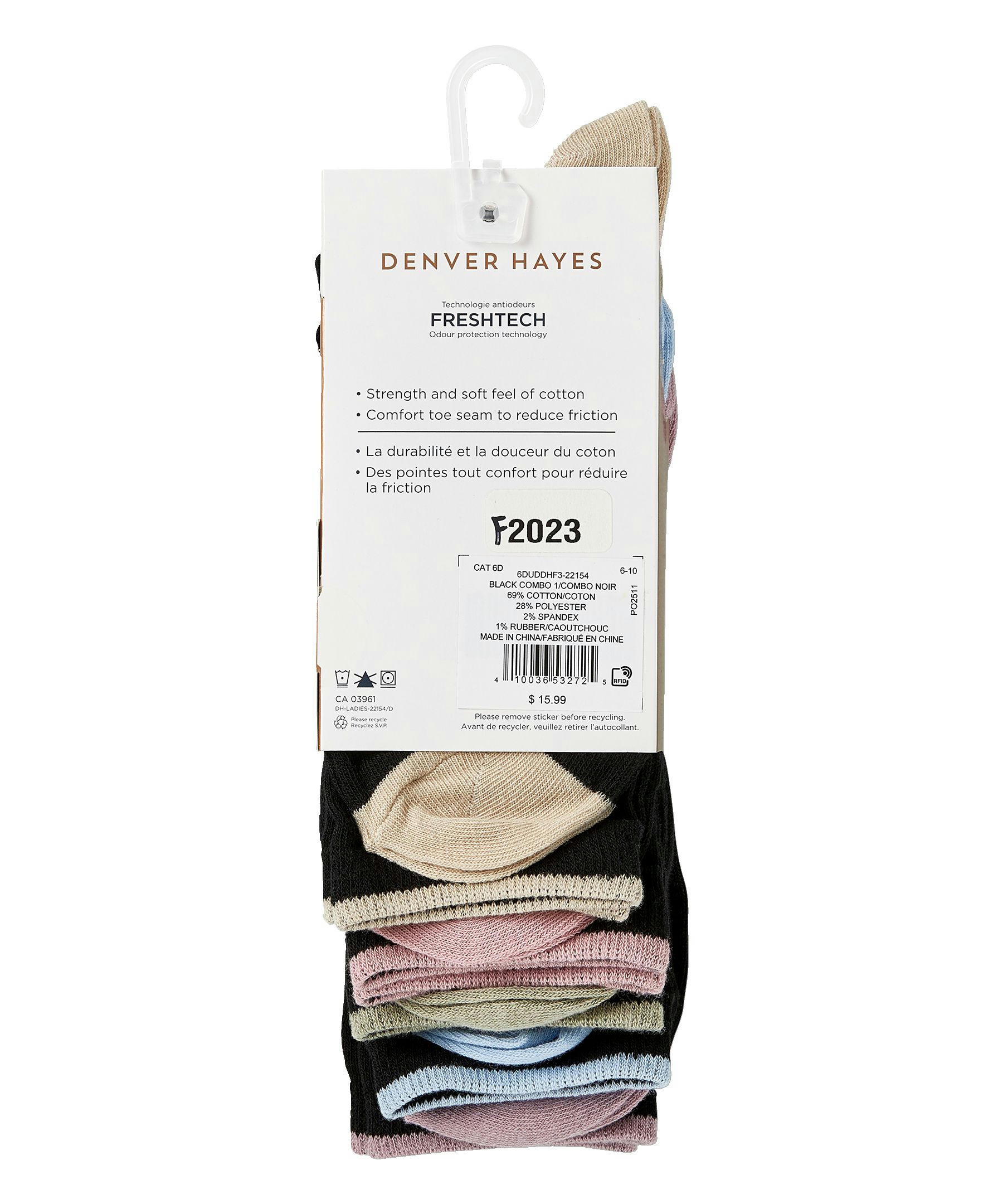 Denver Hayes Women's 5 Pack Freshtech Crew Socks