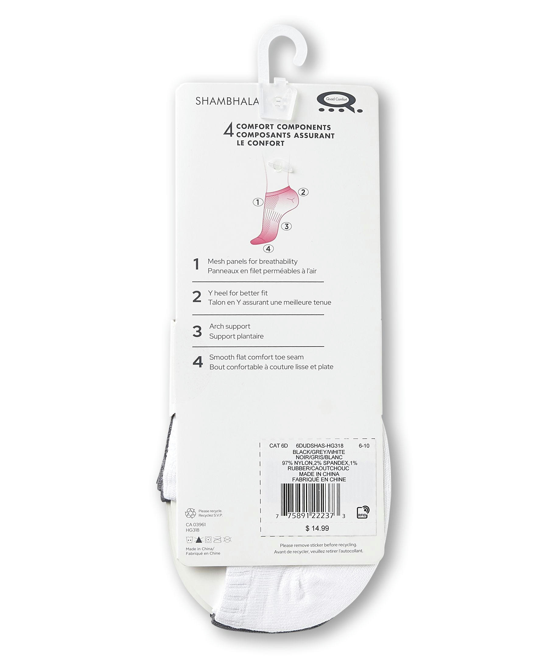 Shambhala Women's Microfiber No Show Socks, 3 Pack