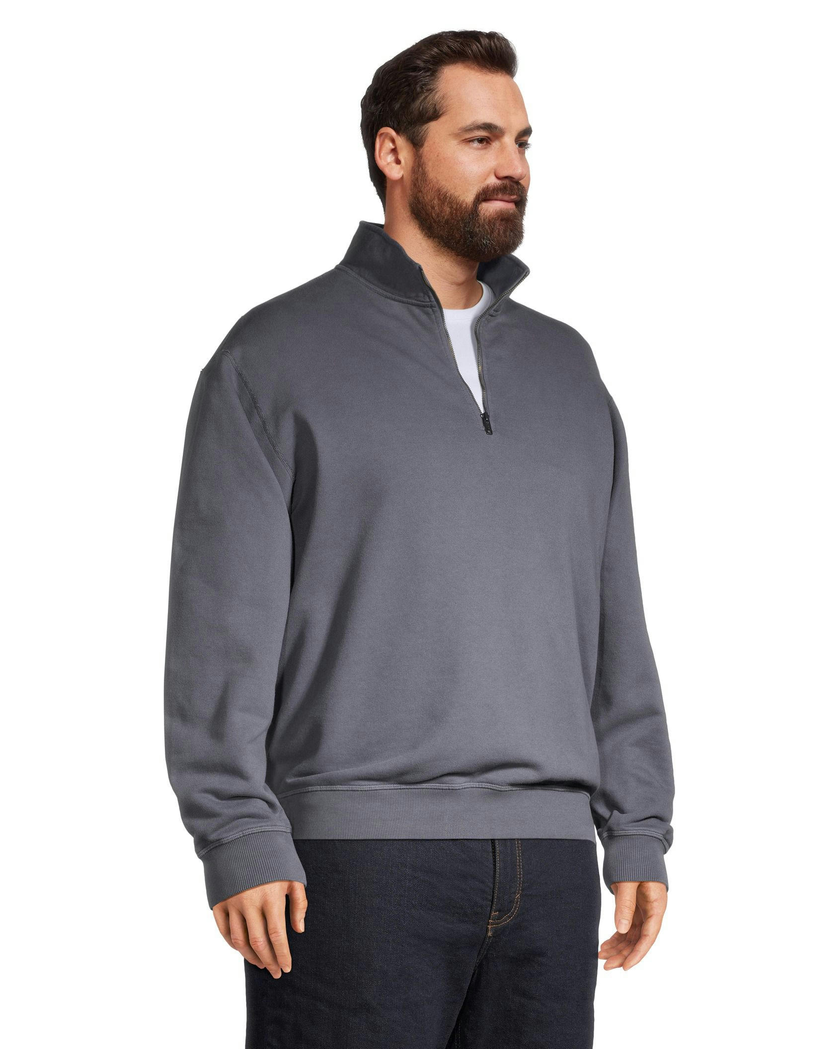 WindRiver Men's Original Fleece Quarter Zip Mock Neck Comfort Fit Cotton Sweatshirt