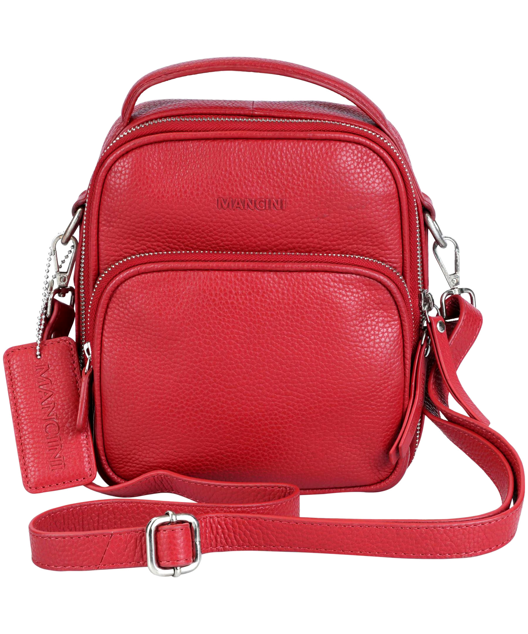 Mancini Leather Goods Women's Pebelled Daisy North/South Crossbody Bag