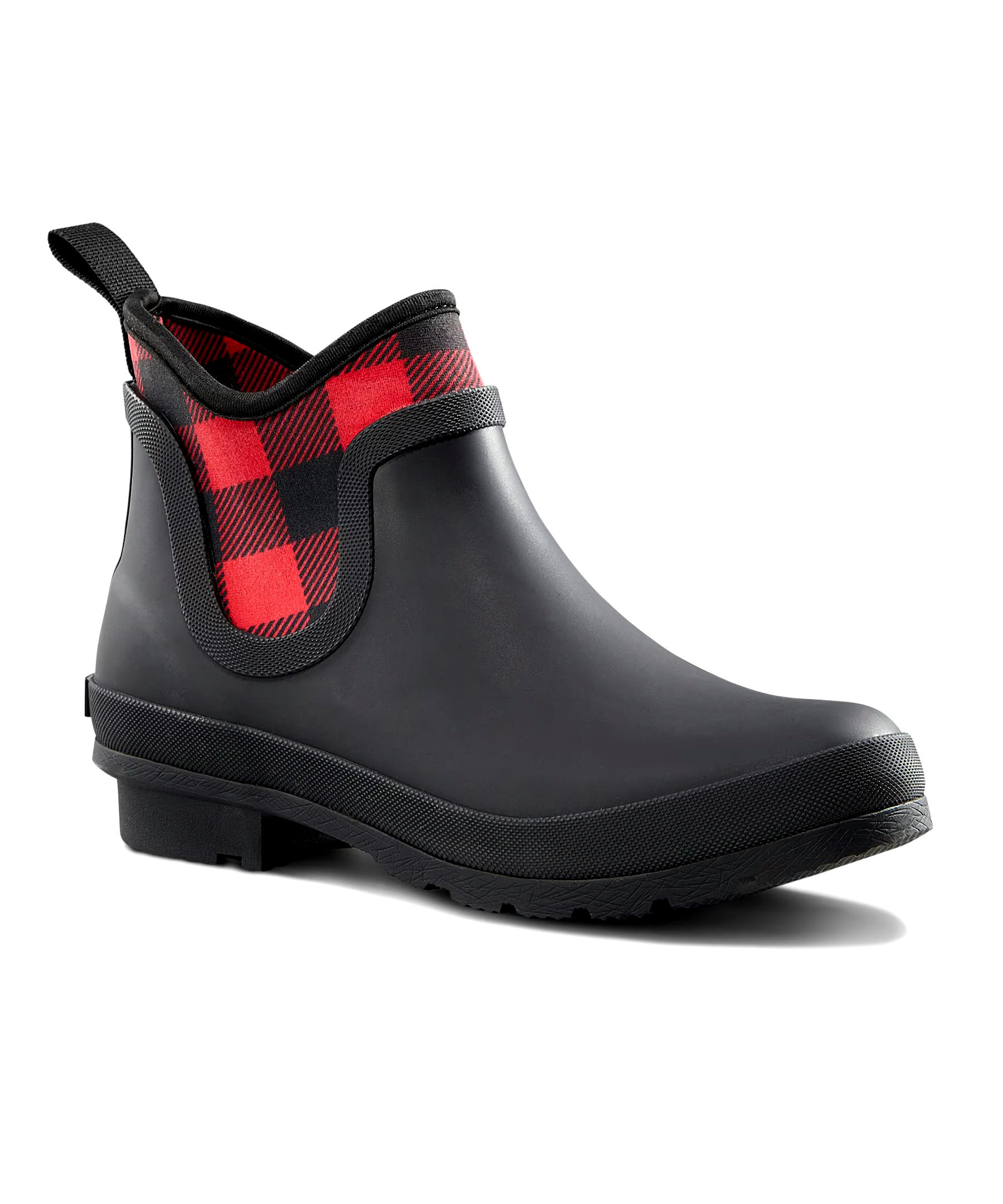 WindRiver Women's Puddle Neoprene FRESHTECH Rain Boots - Black Red