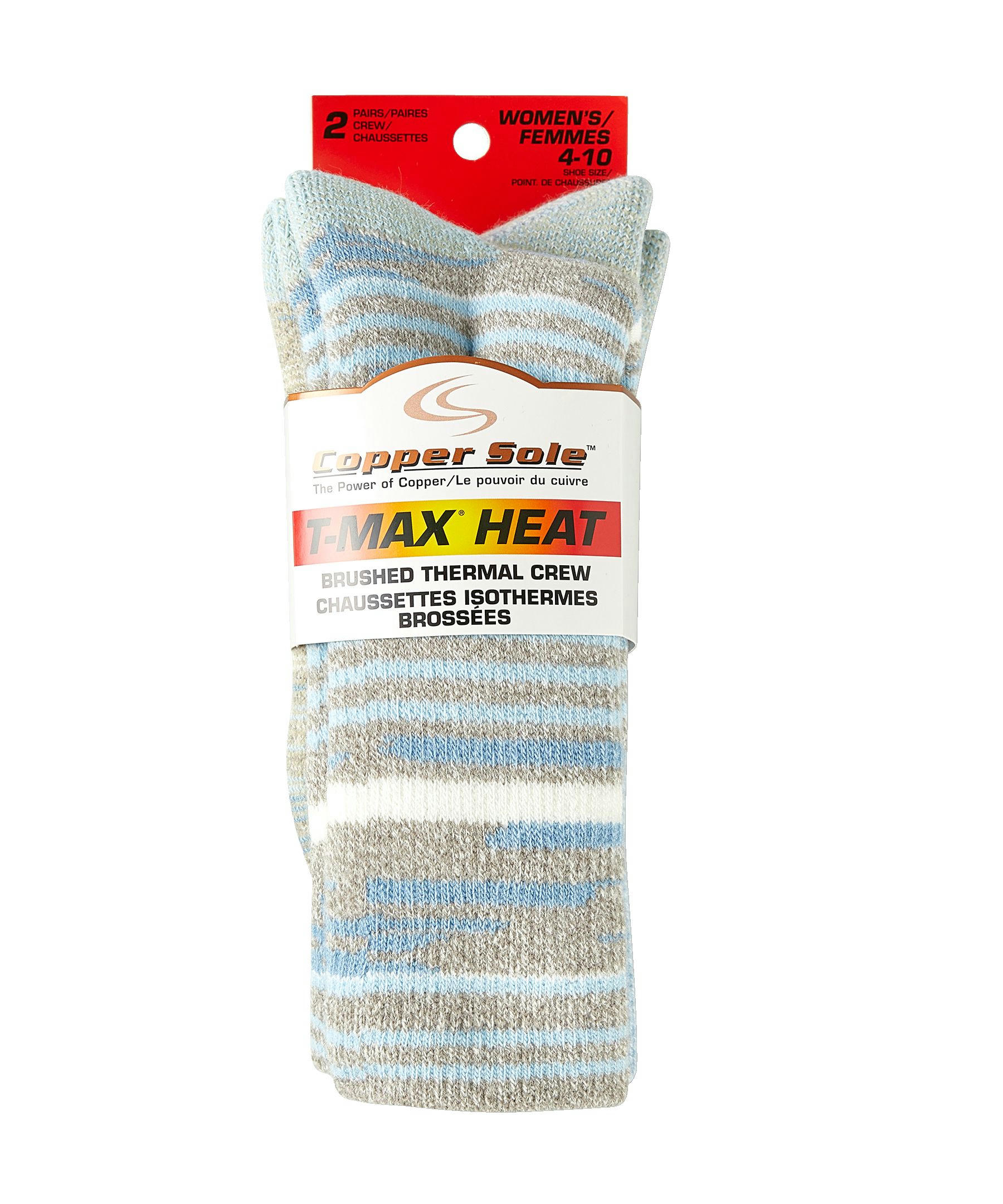 Copper Sole Women's 2 Pack TMAX Thermal Crew Socks