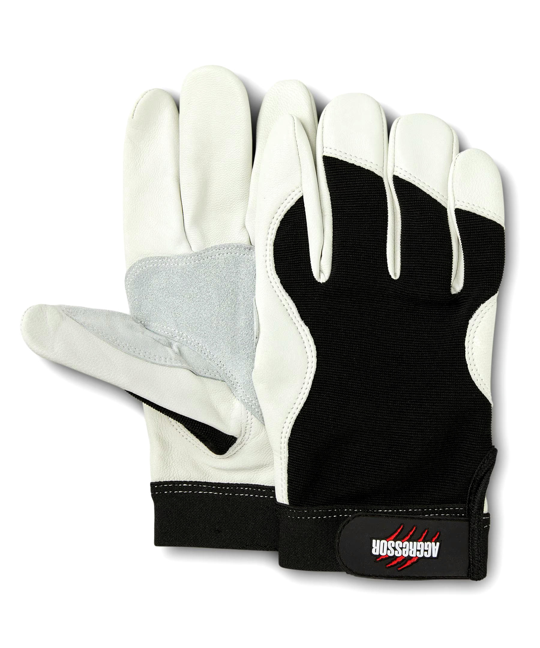 Aggressor Men's White Goatskin Double Palm Work Gloves
