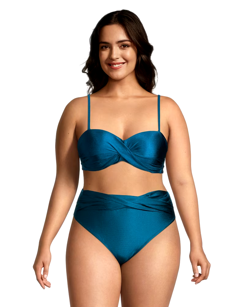 Women's Shimmer Twist Bandeau Bikini Swim Top