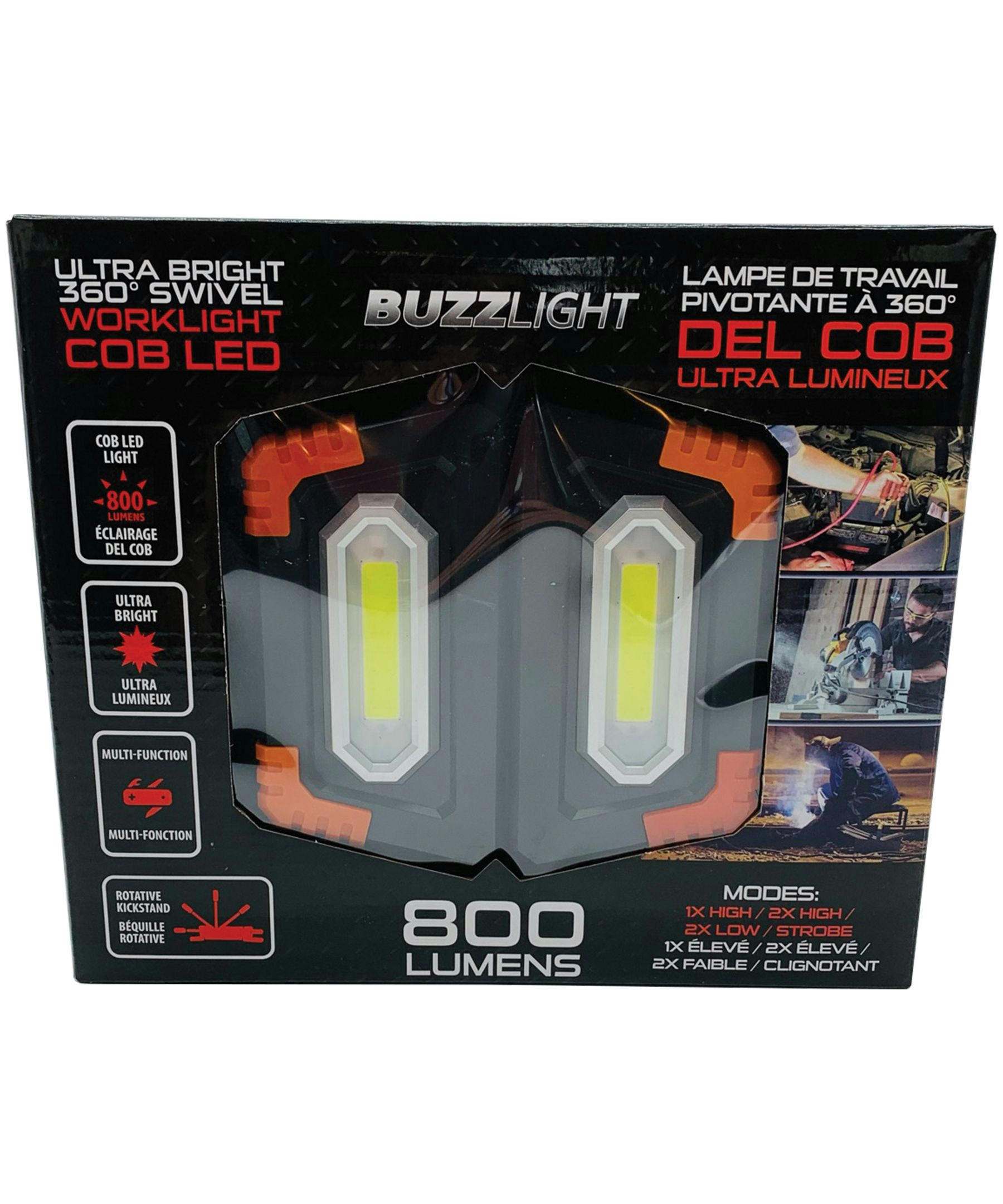 Buzzlight COB LED 800 Lumens 360 Swival Worklight- Red