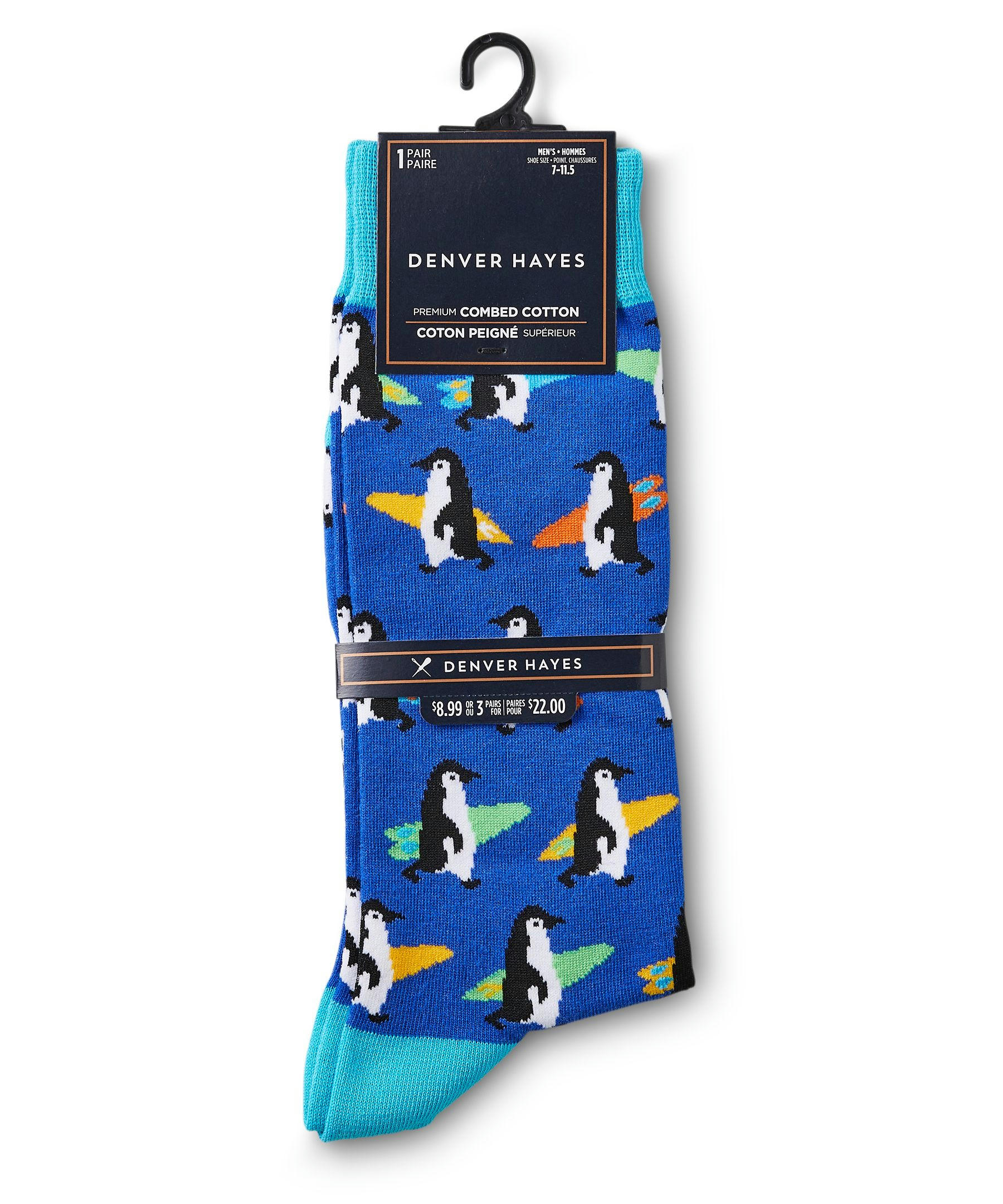 Denver Hayes Men's Novelty Pattern Freshtech Casual Crew Socks