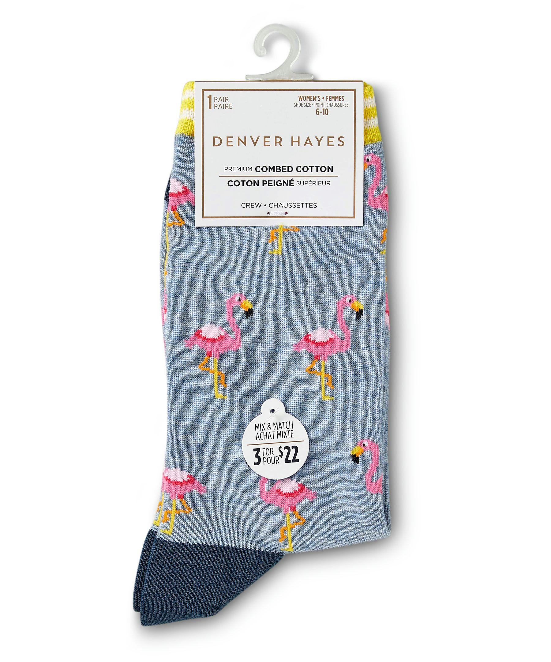 Denver Hayes Women's Crew Patterned Cotton Socks