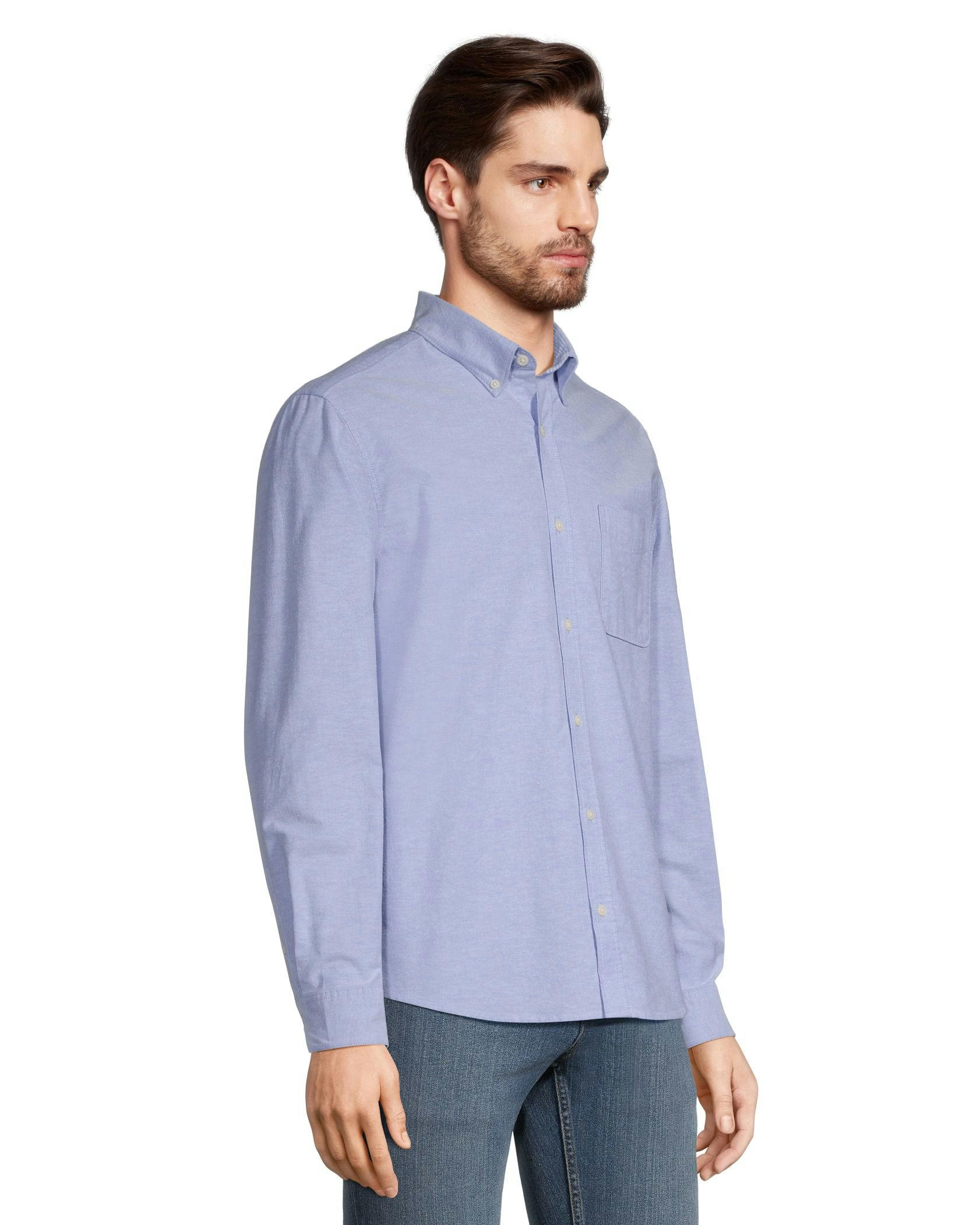 Denver Hayes Men's Stretch Oxford Modern Fit Long Sleeve Button Down Shirt