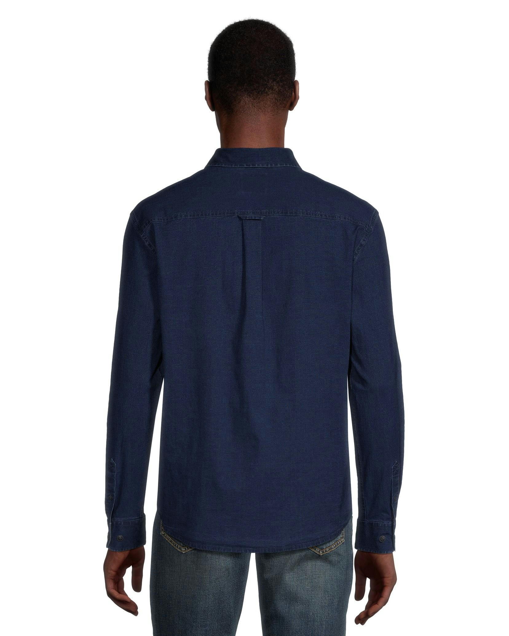 Denver Hayes Men's Modern Fit Long Sleeve Premium Stretch Woven Chambray Casual Shirt