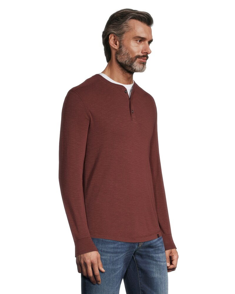 Denver Hayes Men's Long Sleeve Modern Fit Cotton Slub Henley Shirt
