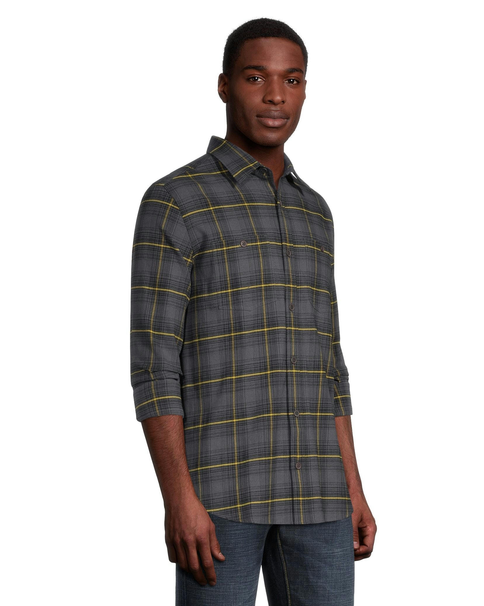 WindRiver Men's Stretch Regular Fit Basic Flannel Shirt