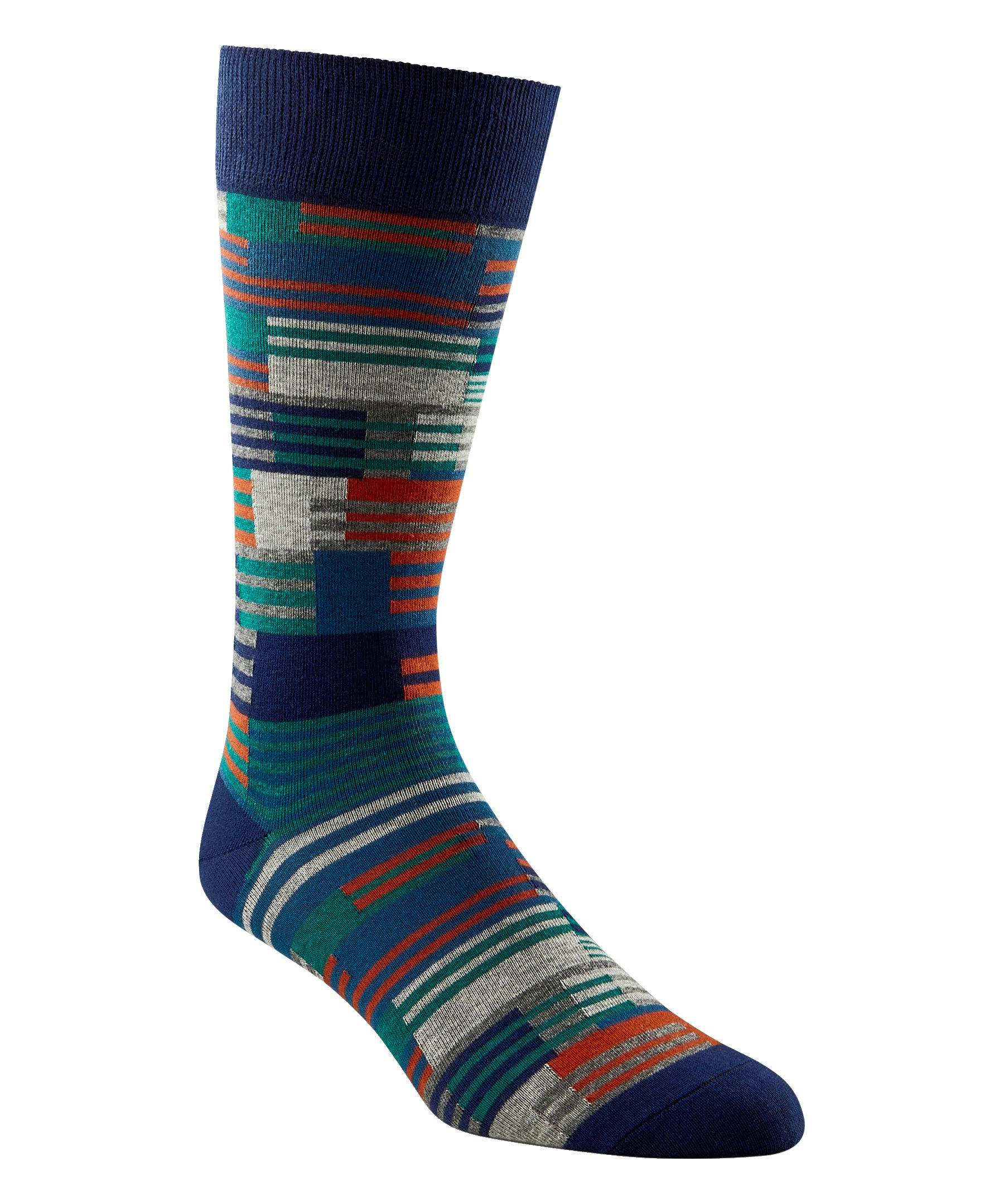 Denver Hayes Men's Novelty Geometric/Striped Crew Casual Sock