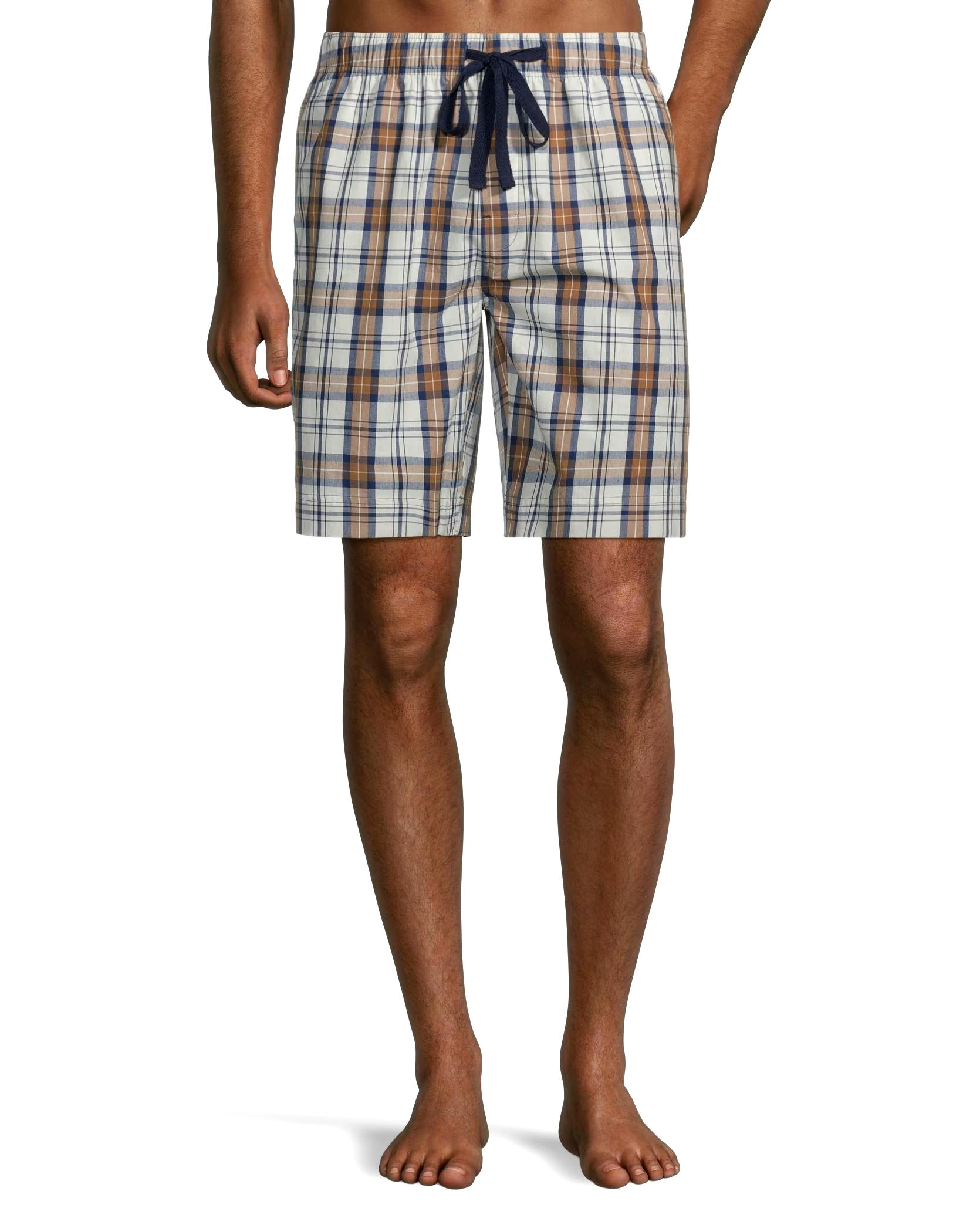 Men's Woven Plaid Mid Rise Lounge Shorts