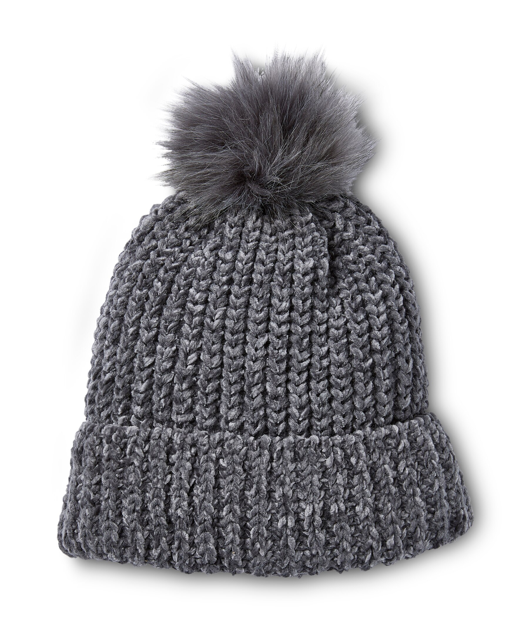 Denver Hayes Women's Chenille Faux Fur Pom Pom Toque