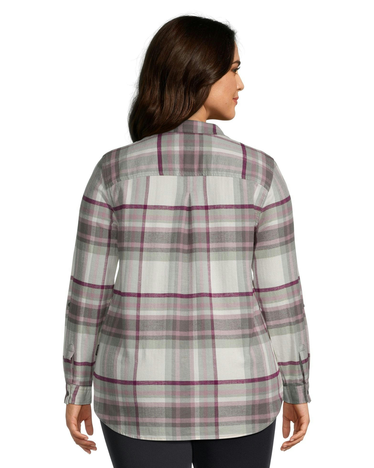 WindRiver Women's Semi-fit Long Sleeve Button Up Soft Brushed Stretch Flannel Shirt