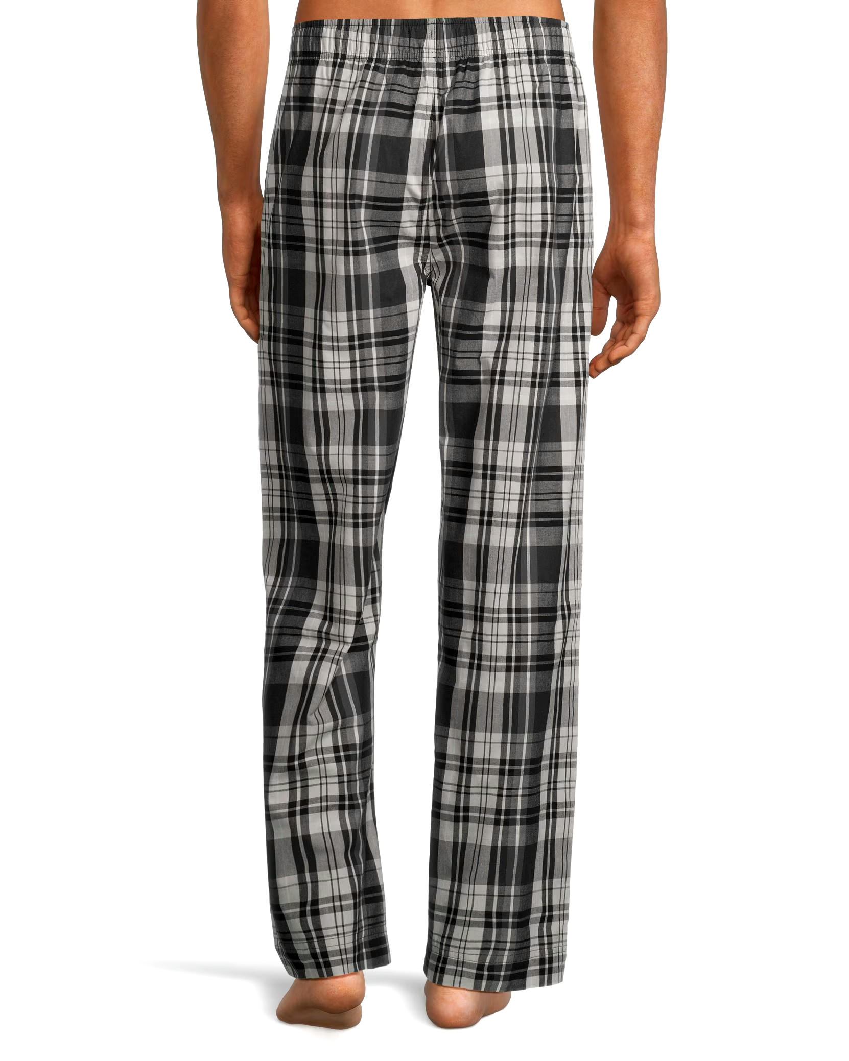 Men's Woven Plaid Lounge Pants With Elastic Waistband and Drawstring