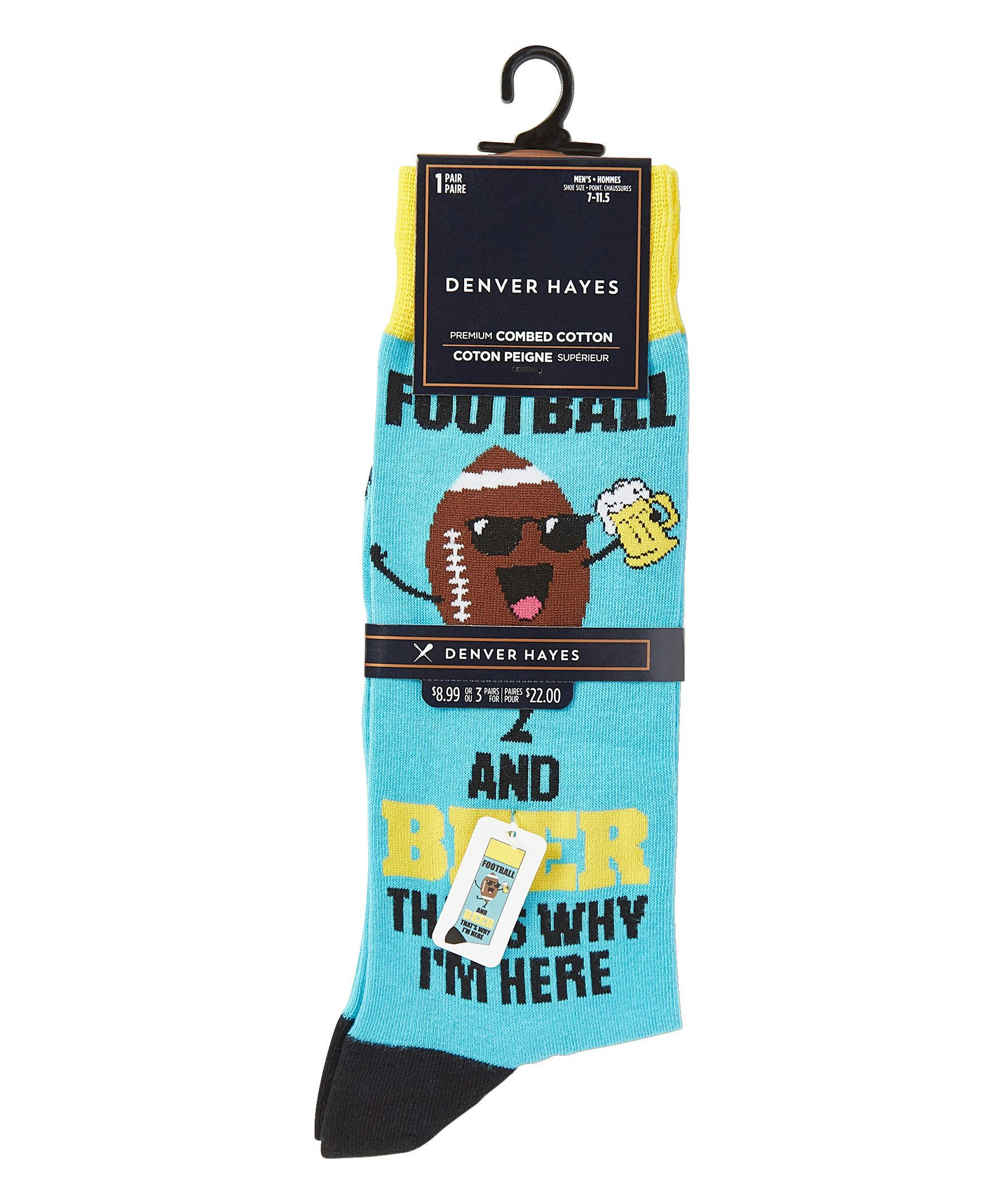 Denver Hayes Men's Novelty Sports Pattern Crew Socks
