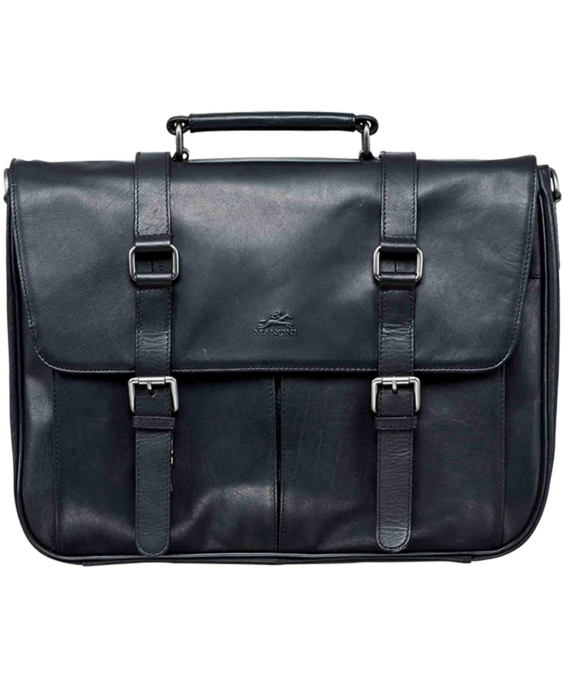 Mancini Leather Goods Men's Buffalo Laptop Briefcase Black