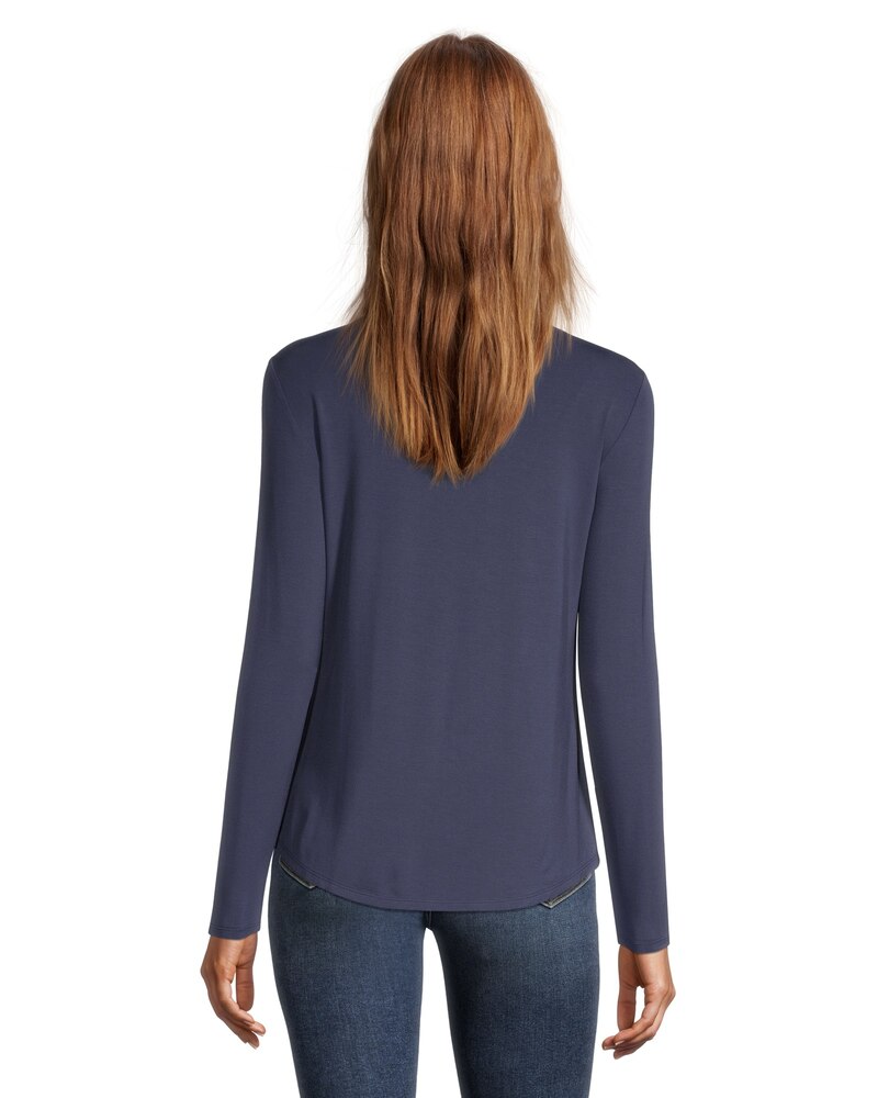 Denver Hayes Women's Long Sleeve Relaxed Fit Scoop Neck T Shirt