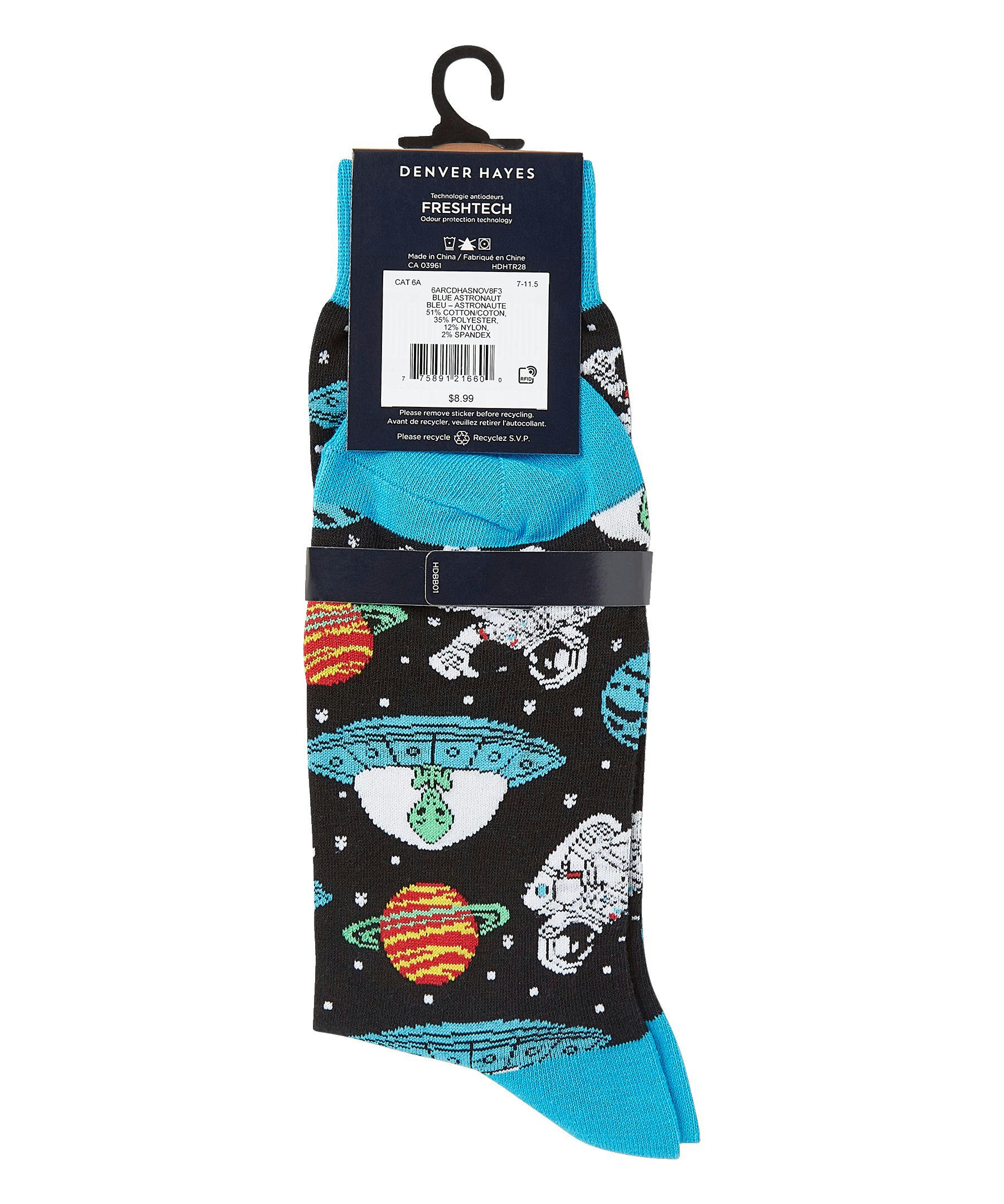 Denver Hayes Men's Novelty Pattern Crew Socks