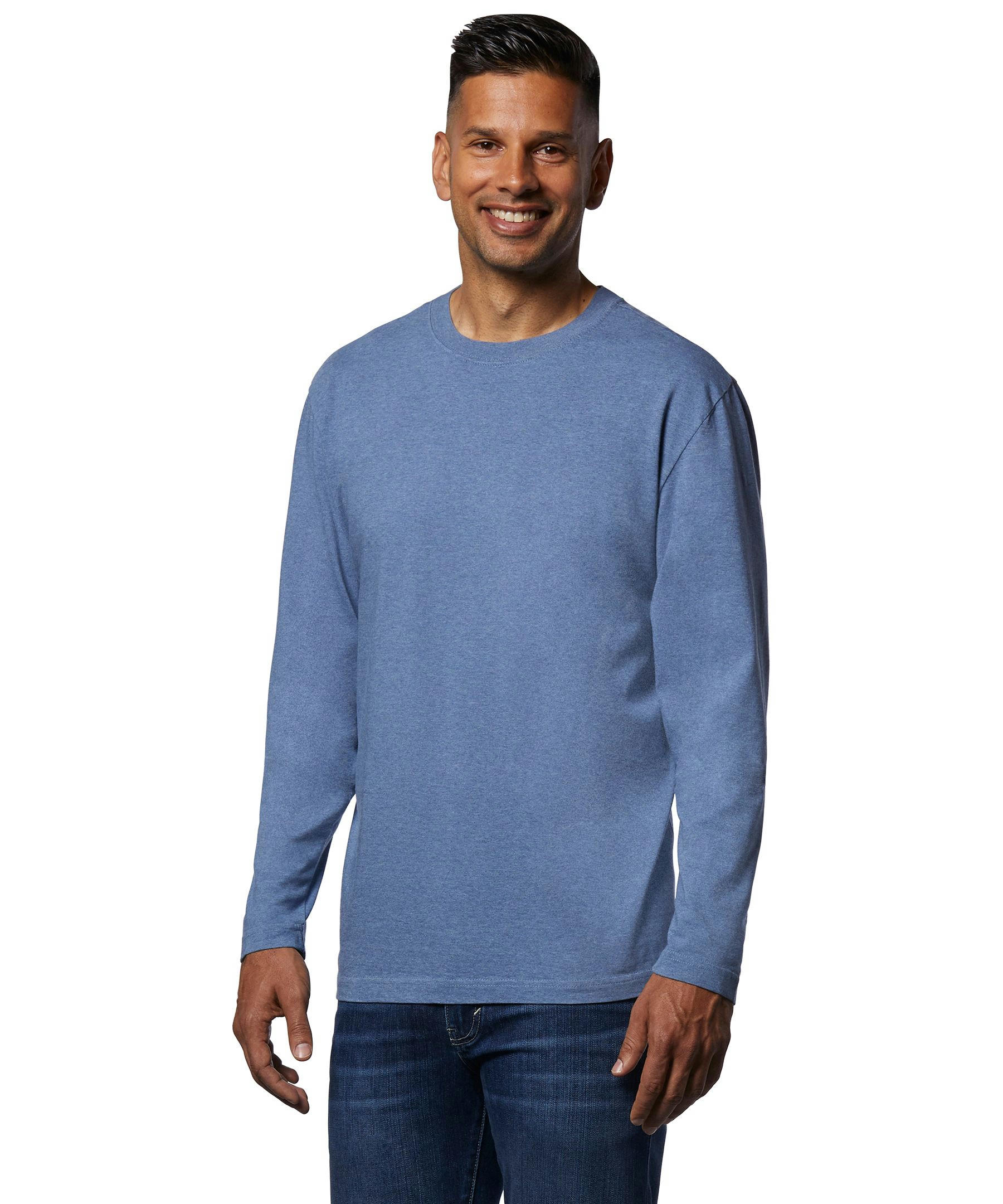 Denver Hayes Men's 50 Wash Long Sleeve Classic Fit Crew Neck T-Shirt