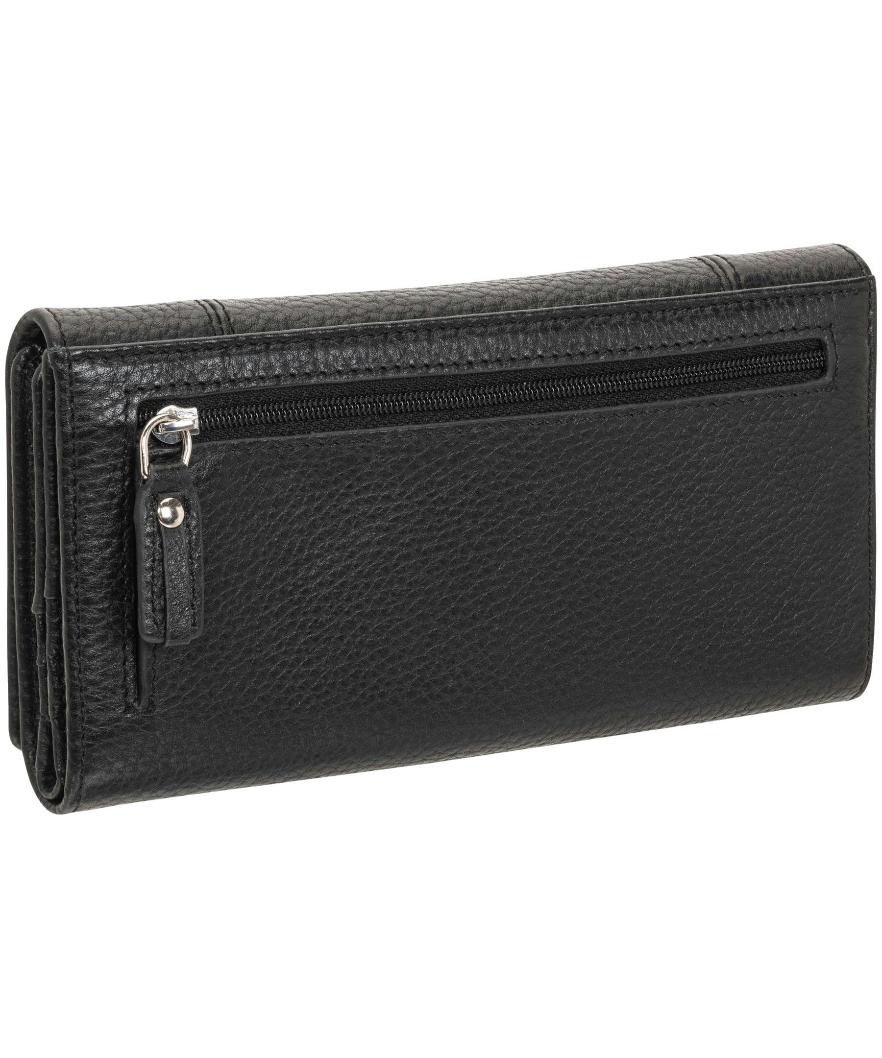 Mancini Leather Goods Women's Pebelled RFID Secure Trifold Wing Wallet