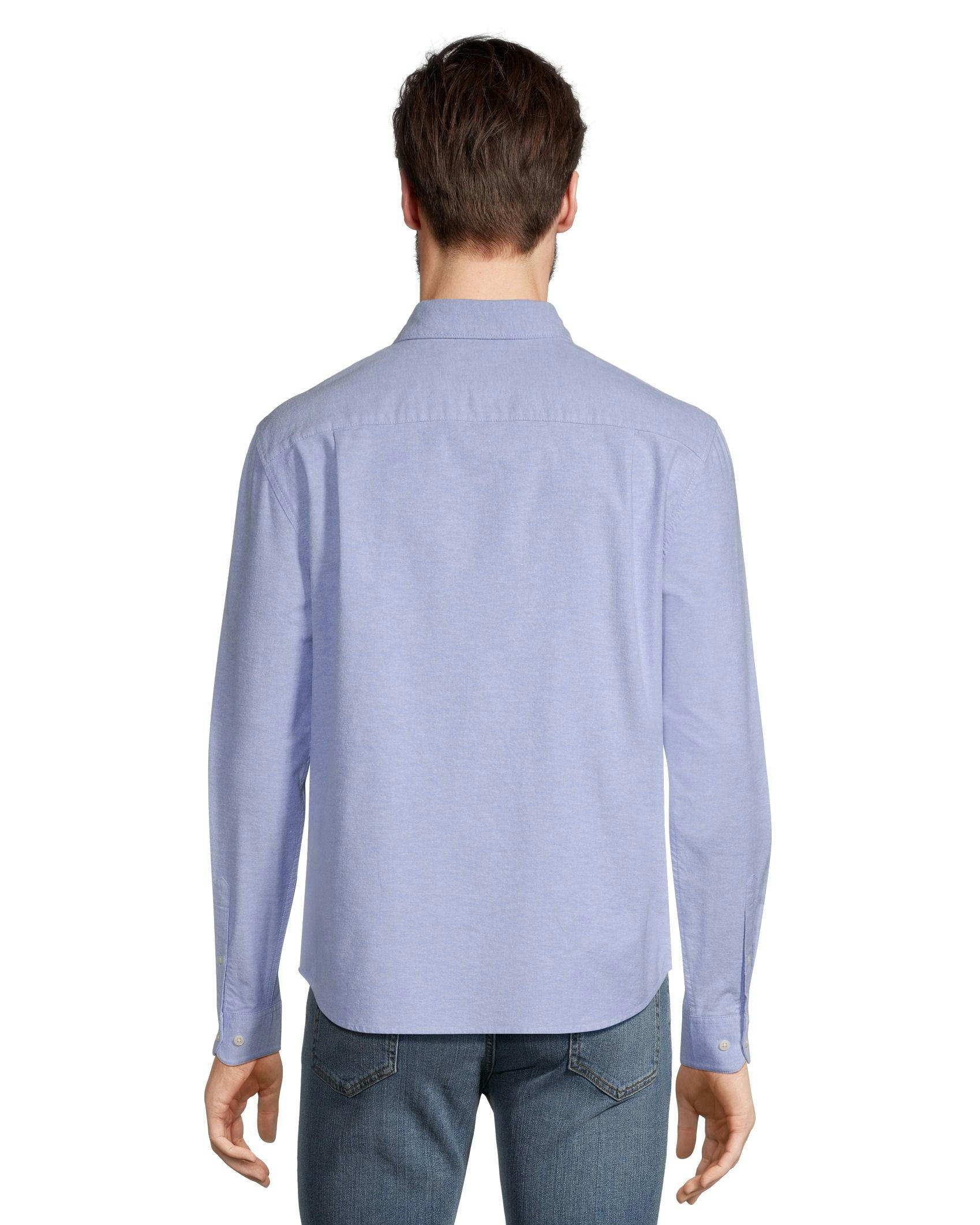 Denver Hayes Men's Stretch Oxford Modern Fit Long Sleeve Button Down Shirt