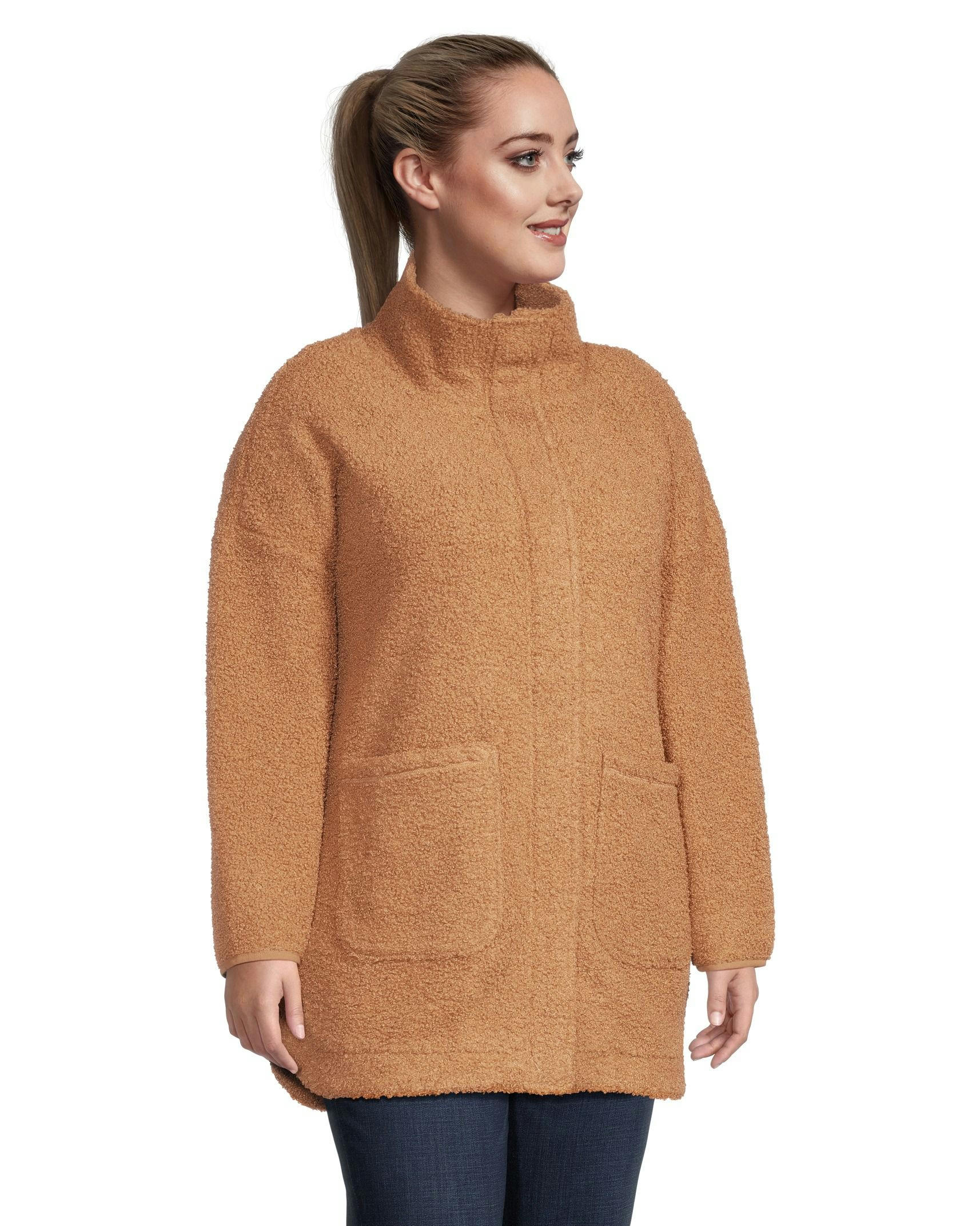 Denver Hayes Women's Bouclé Long Fleece Full Zip Jacket