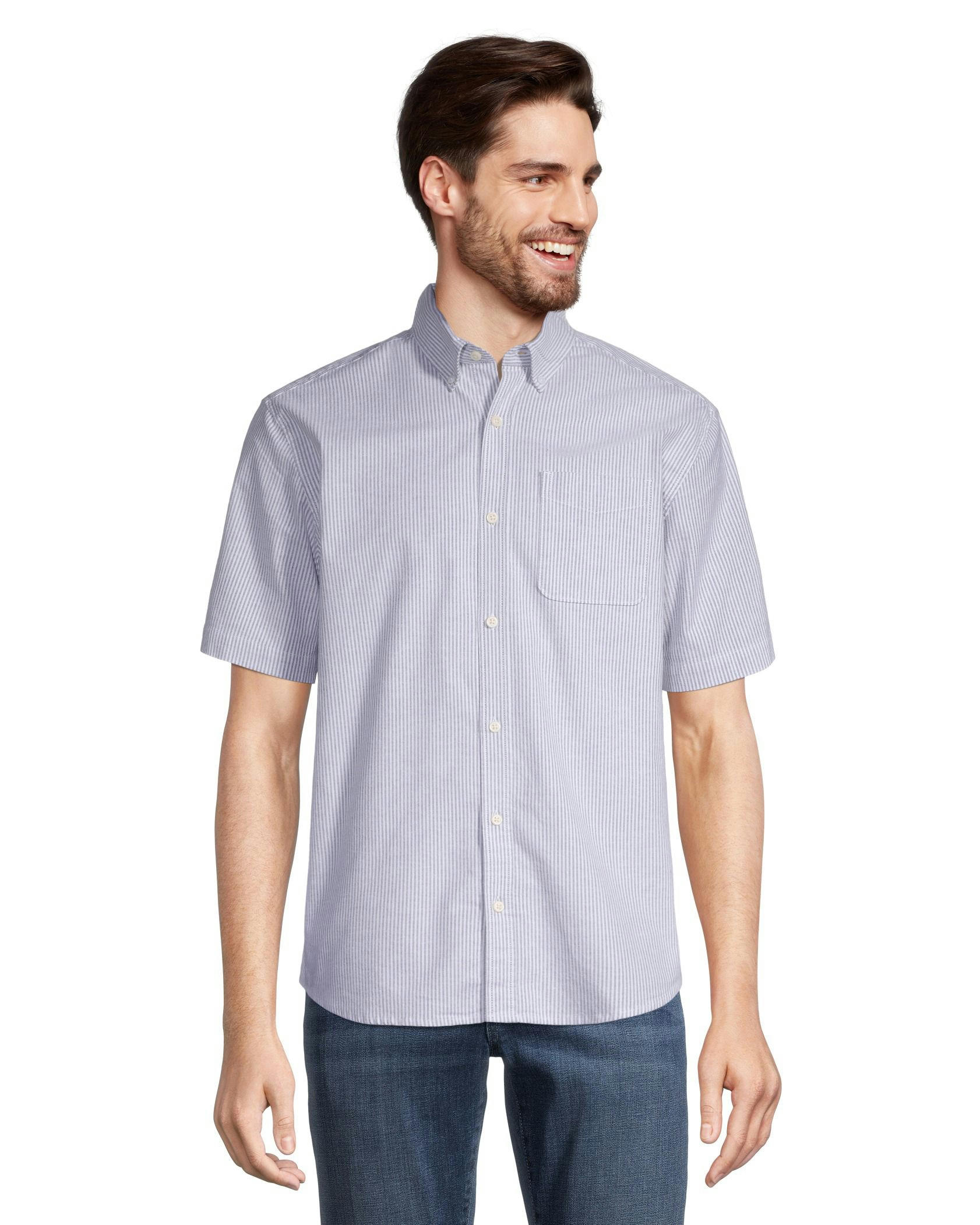 Denver Hayes Men's Classic Fit Short Sleeve Oxford Casual Shirt