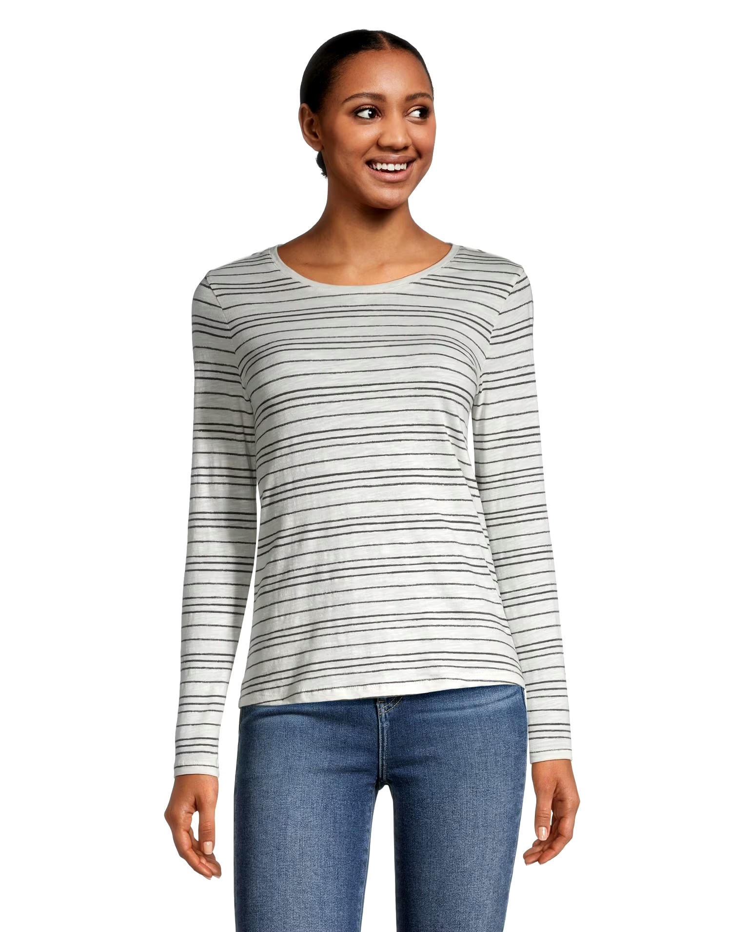 Denver Hayes Women's Semi Fitted Long Sleeve Crewneck T Shirt