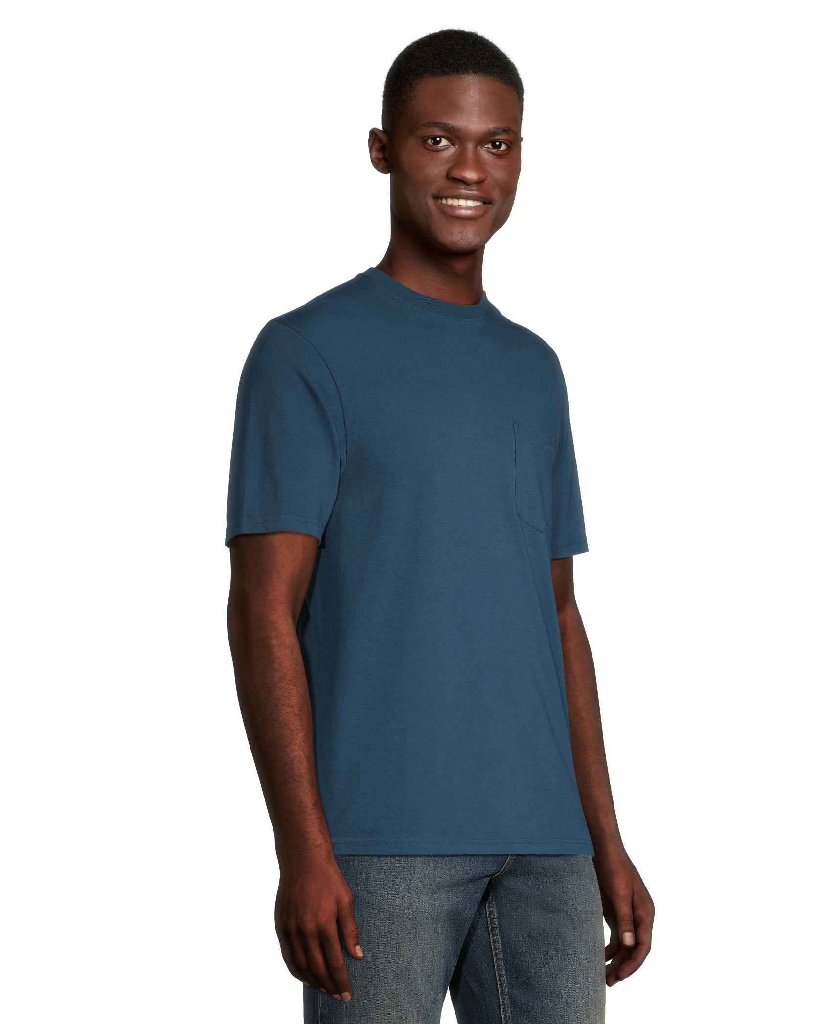 Denver Hayes Men's 50 Wash Classic Fit Chest Pocket Crewneck Cotton T Shirt