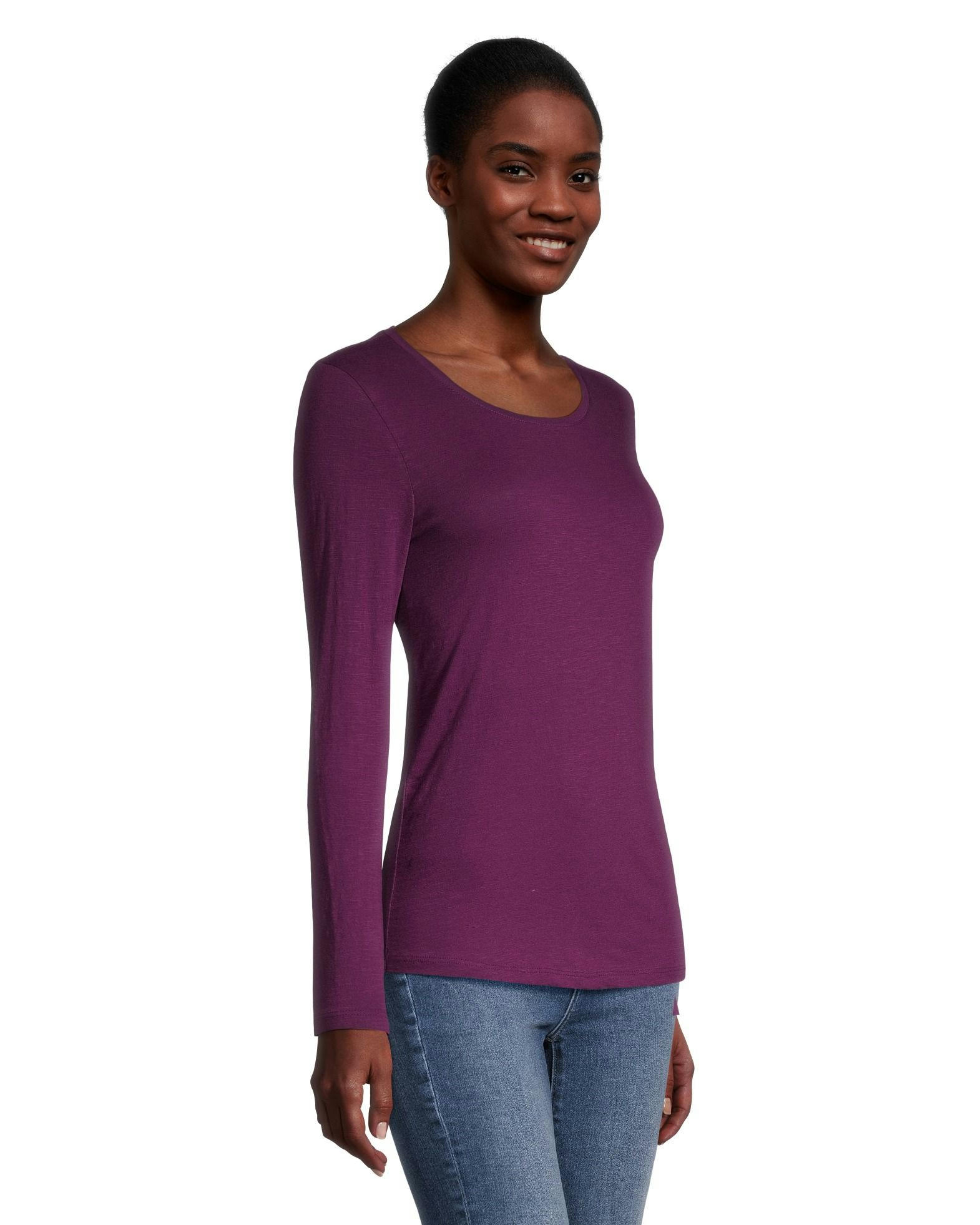 Denver Hayes Women's Semi Fitted Long Sleeve Crewneck T Shirt