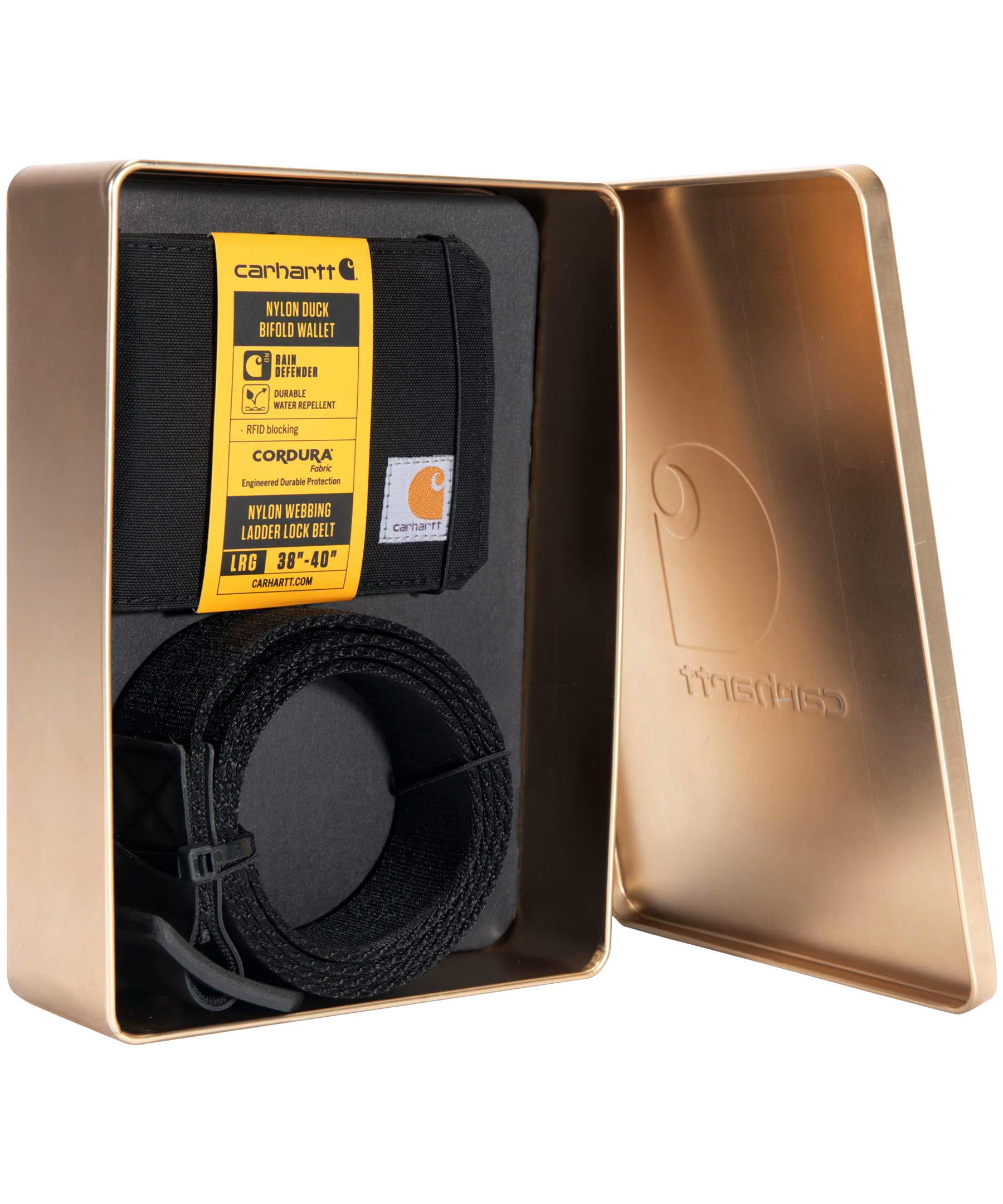 Carhartt Men's Heavy-Duty Belt & Nylon Wallet Gift Set, Black