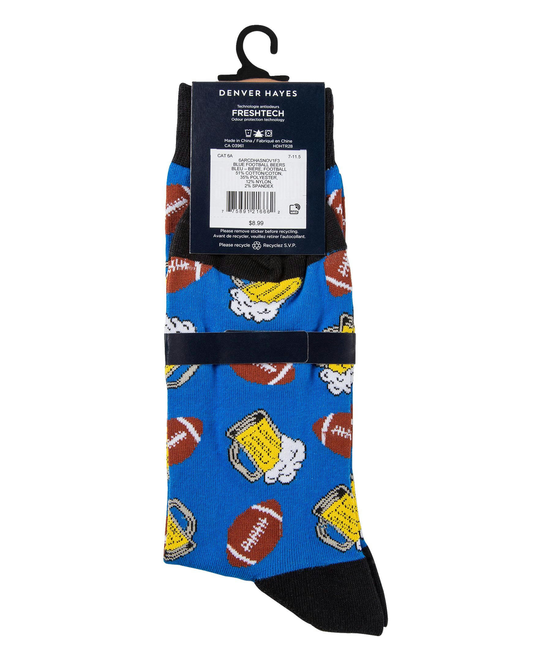 Denver Hayes Men's Novelty Beer Pattern Crew Socks